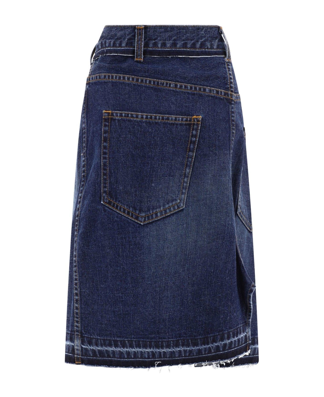 Sacai Asymmetric Denim Midi Skirt - Blue