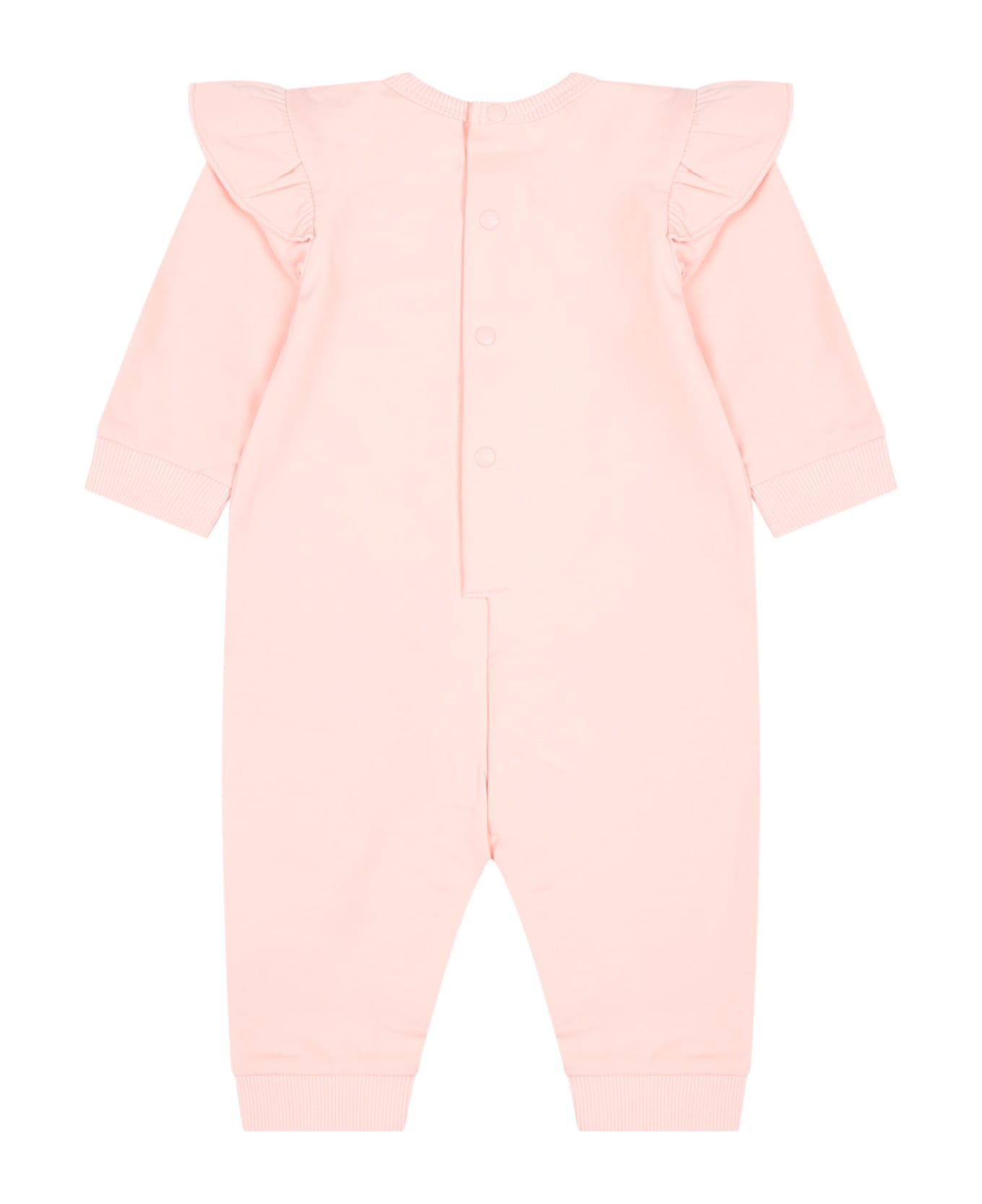 Kenzo Kids Pink Babygrow For Baby Girl With Print And Logo - Pink ボディスーツ＆セットアップ
