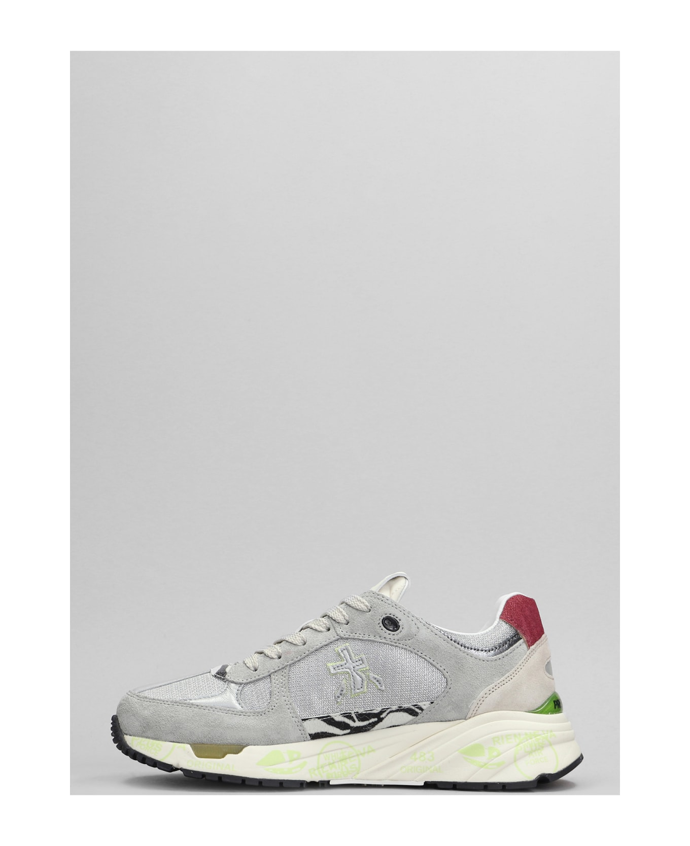 Premiata Mase Sneakers In Grey Suede And Fabric - grey