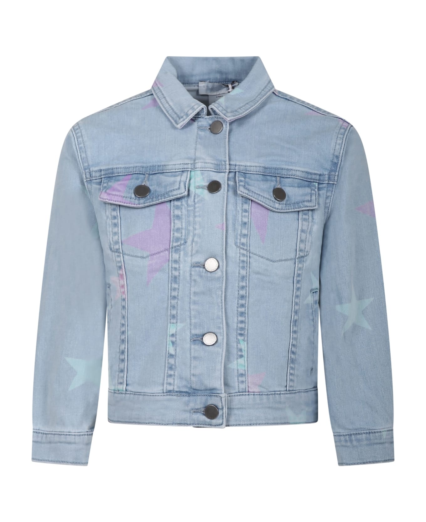 Stella McCartney Kids Denim Jacket For Girl With All-over Stars - Denim