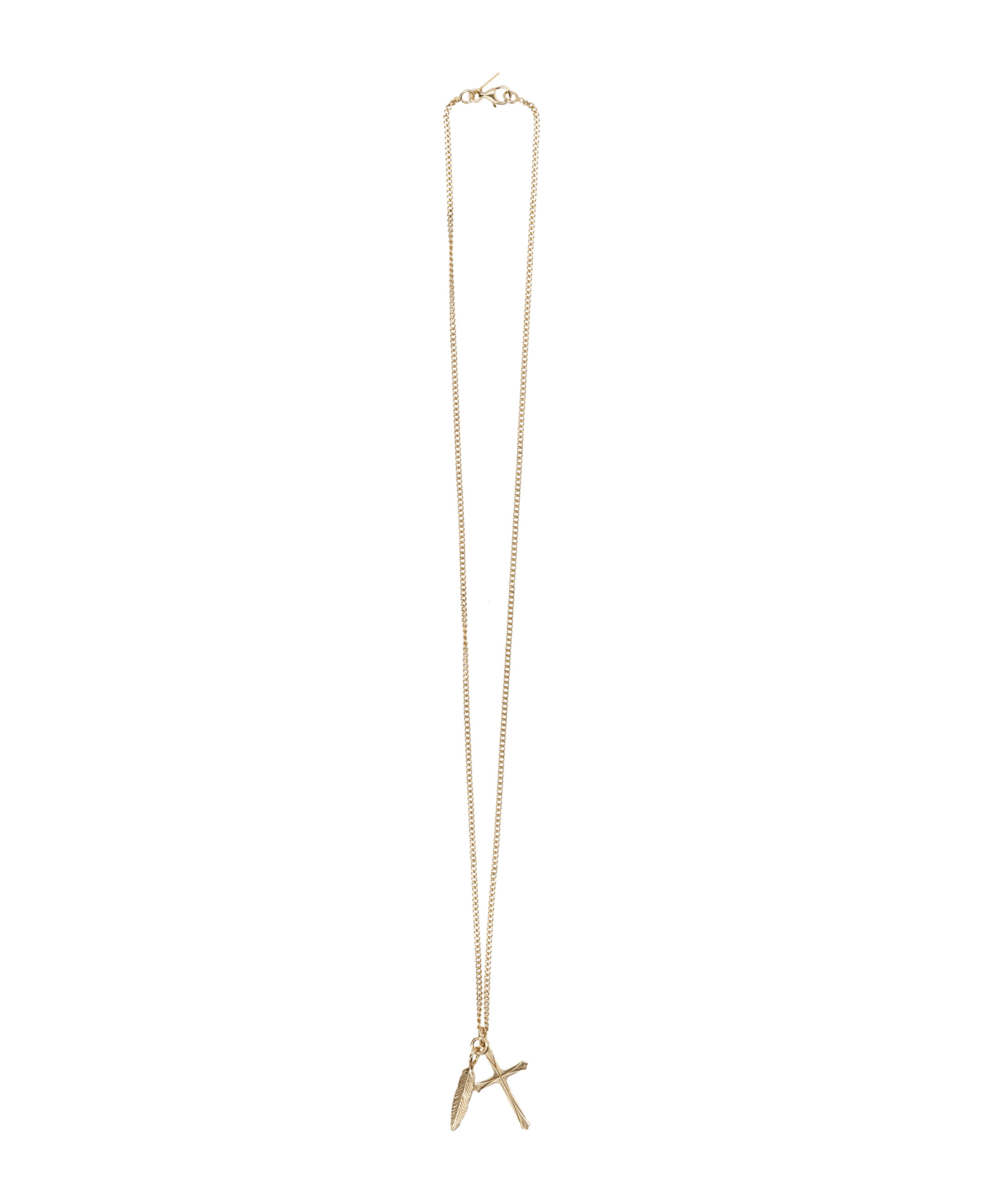 Emanuele Bicocchi Feather And Cross Necklace - GOLD