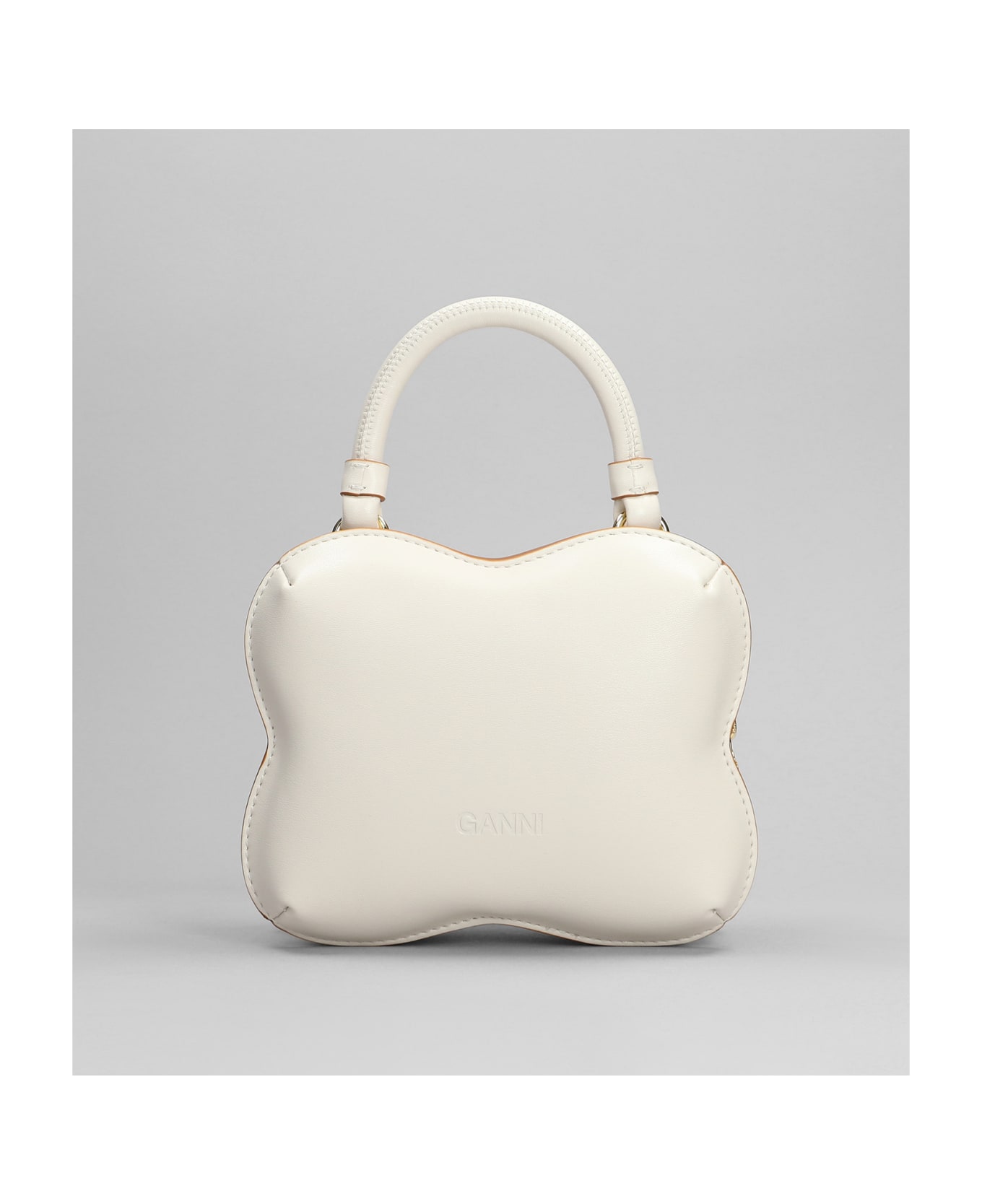 Ganni Butterfly Hand Bag In White Leather - white