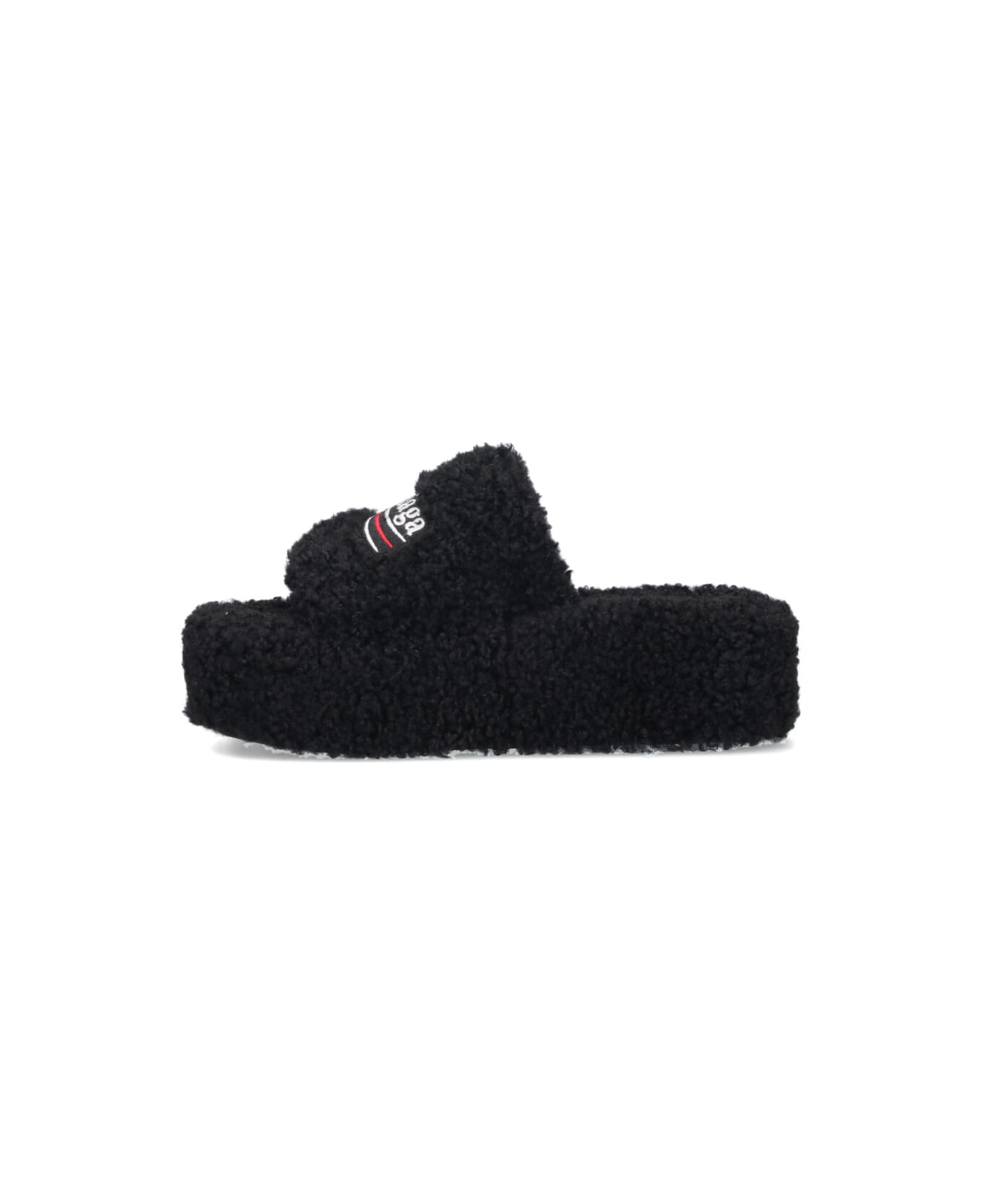 Balenciaga "furry" Slide Sandals - Black  