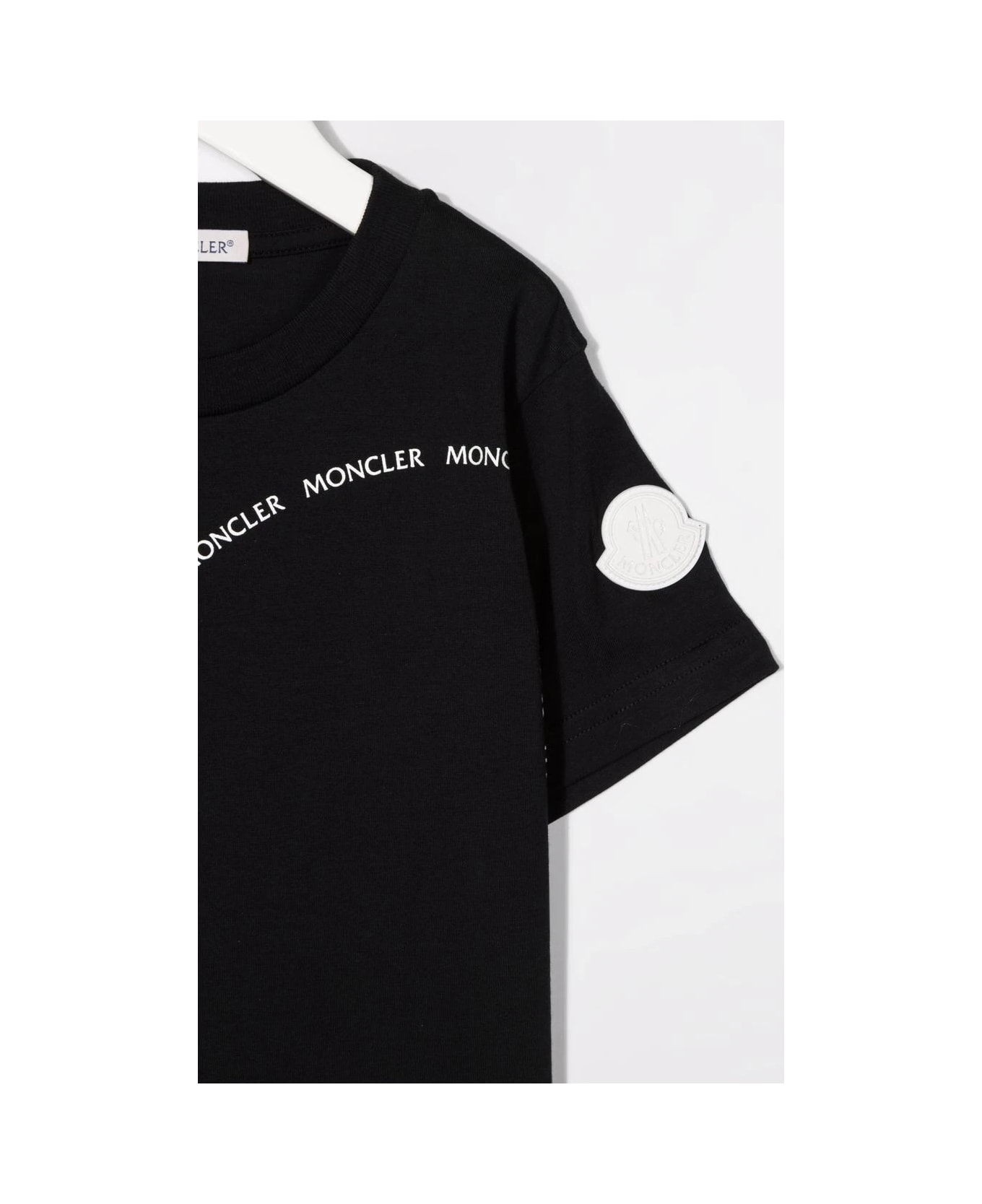 Moncler Black T-shirt With Embroidered Logo Tシャツ＆ポロシャツ