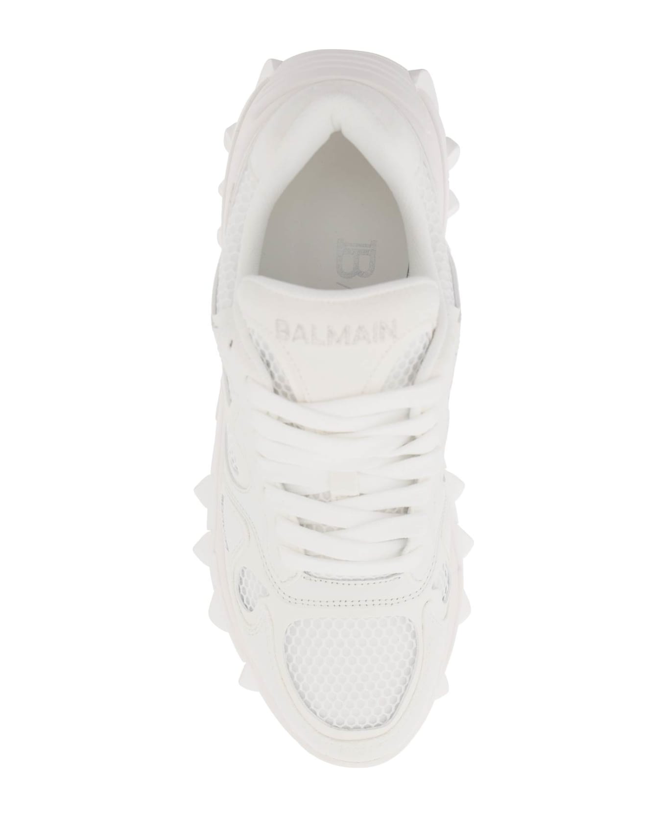 Balmain B-east Leather And Mesh Sneakers - BLANC OPTIQUE (White) スニーカー