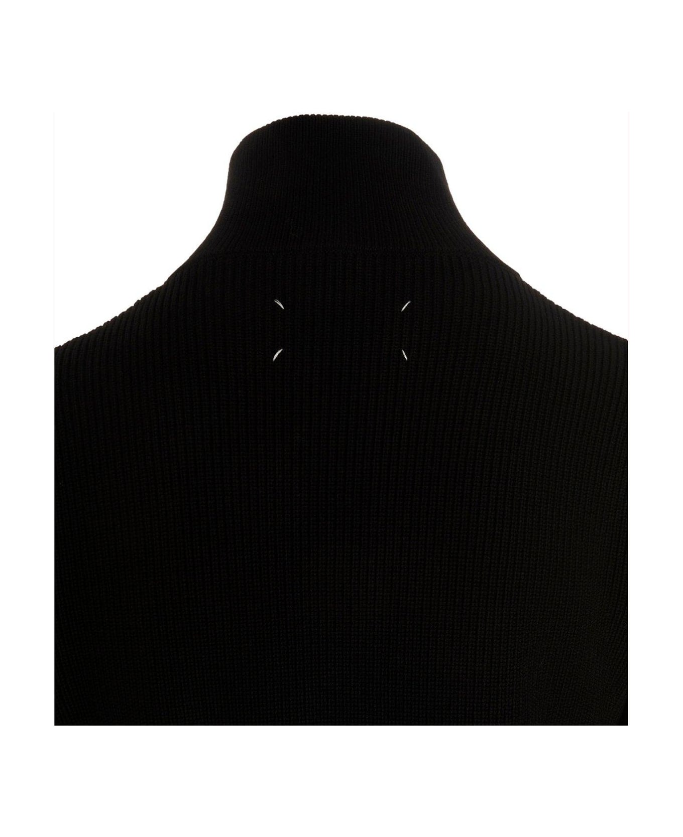 Maison Margiela High-neck Rib Knit Zipped Pullover - F