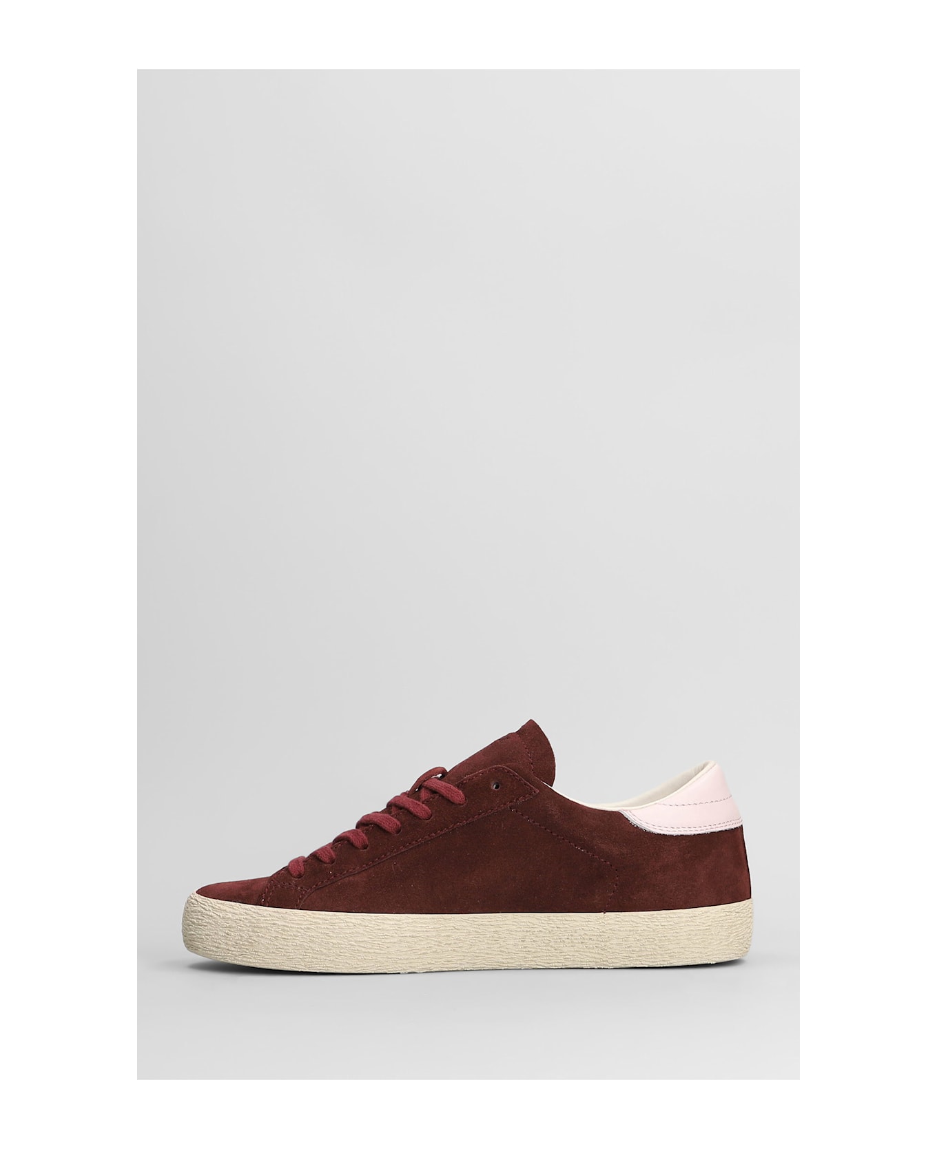 D.A.T.E. Hill Low Suede Sneakers In Bordeaux Suede And Leather - Bordeaux