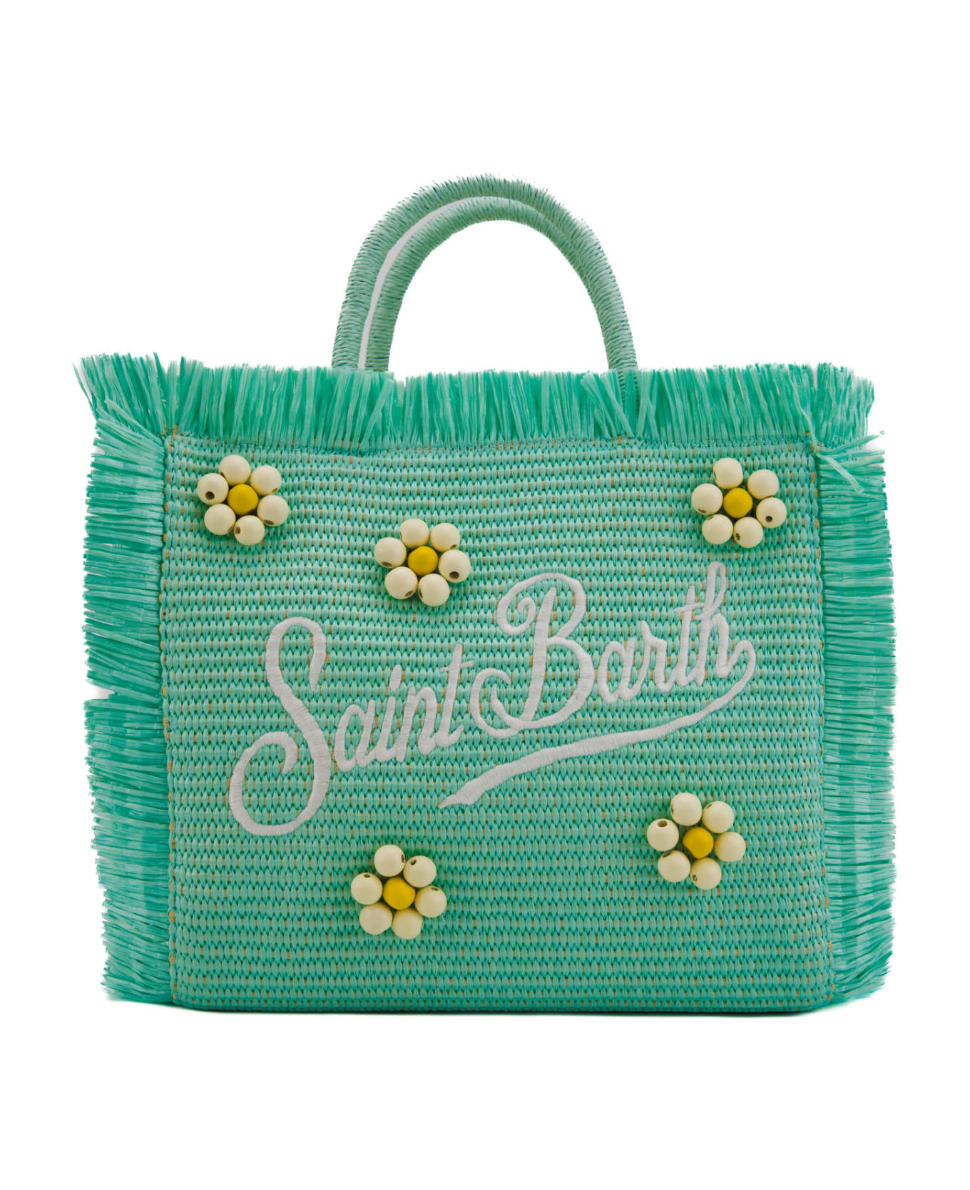 MC2 Saint Barth Colette Bag In Flower Beads Straw - Verde acqua トートバッグ