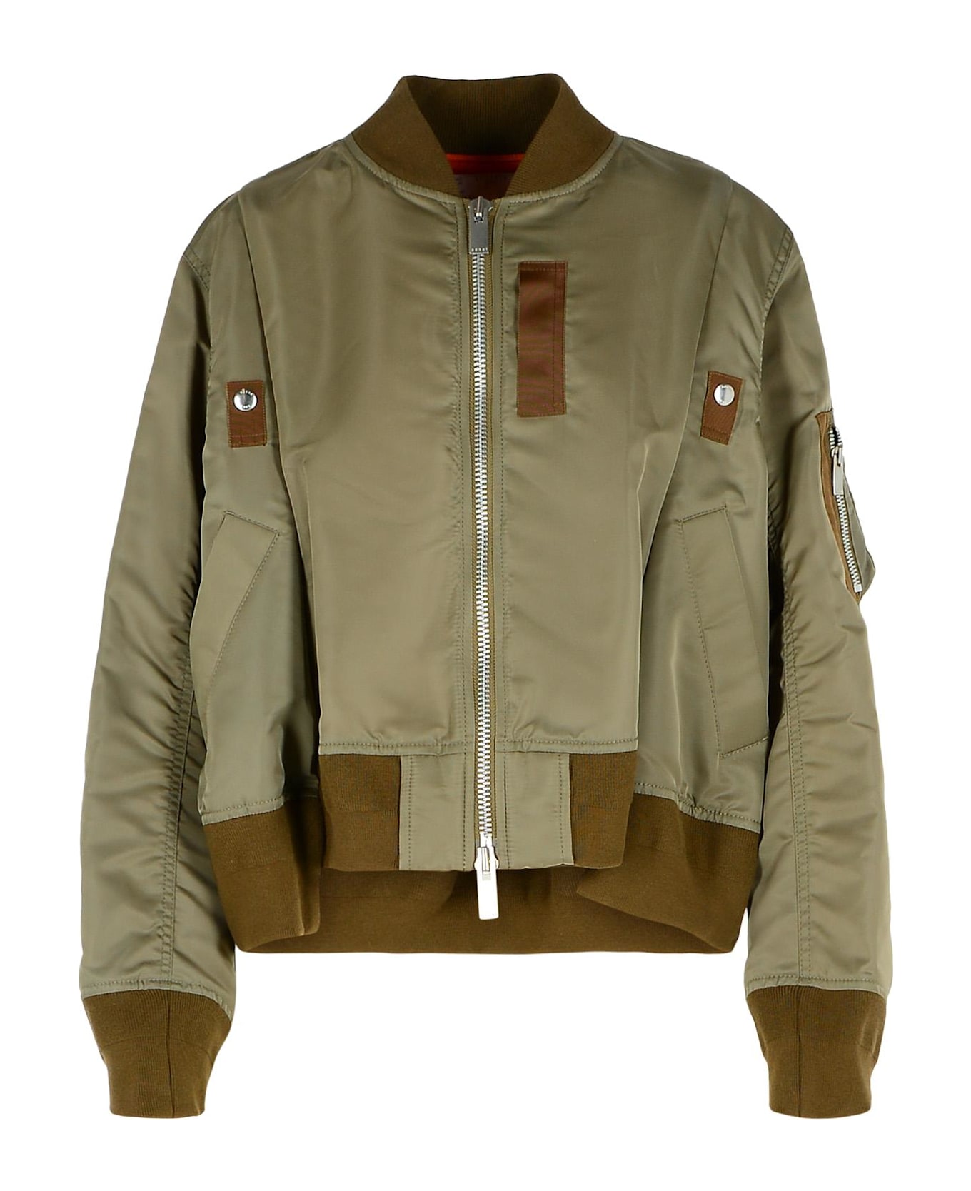Sacai Bomber Jacket In Green Nylon - Green