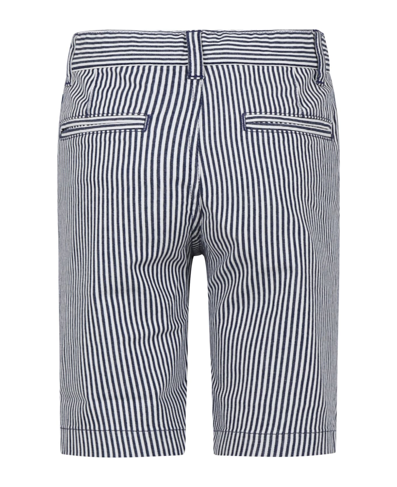 Petit Bateau Blue Shorts For Boy With Stripes - Blue ボトムス