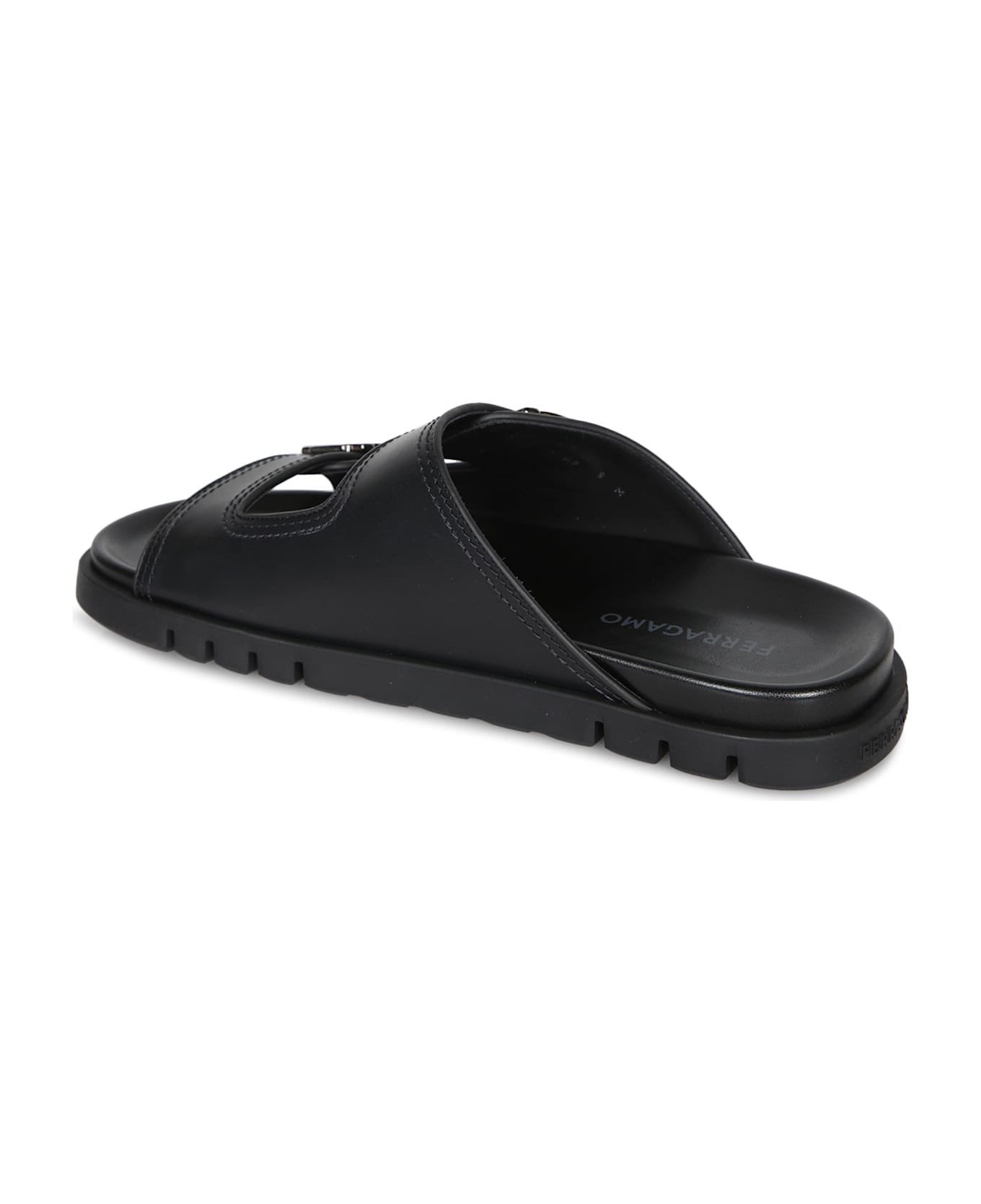 Ferragamo Gancino Black Sandal - Black