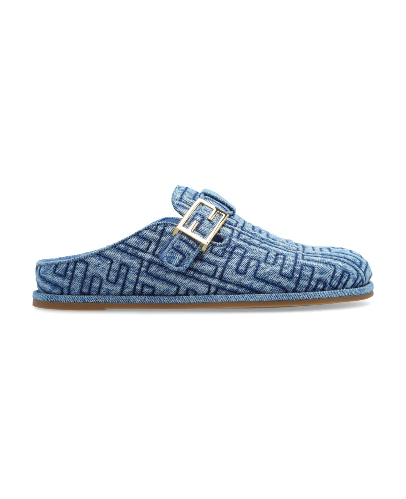 Fendi Slippers With Logo - Blue サンダル