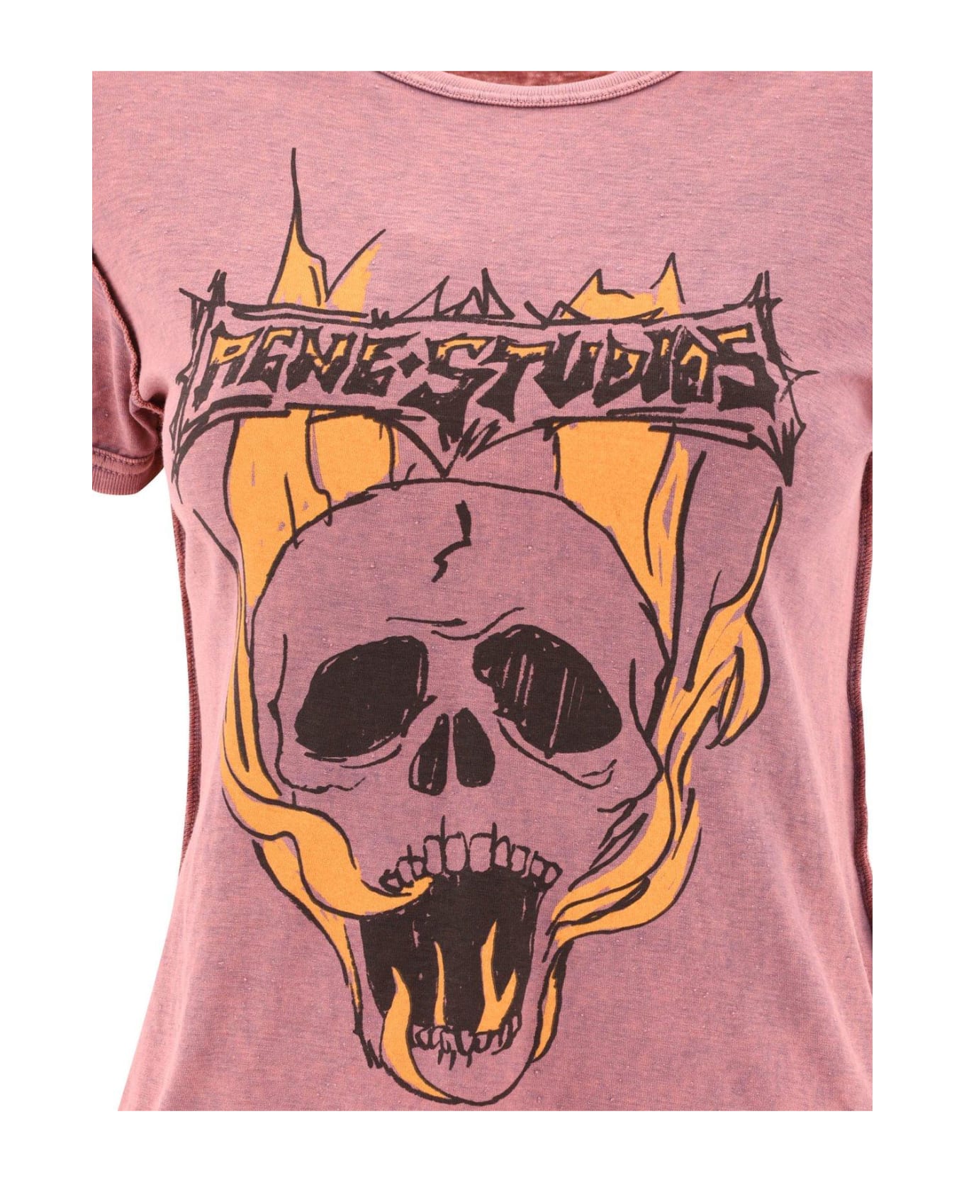 Acne Studios Graphic Printed Crewneck T-shirt - Ctl Mauve Pink