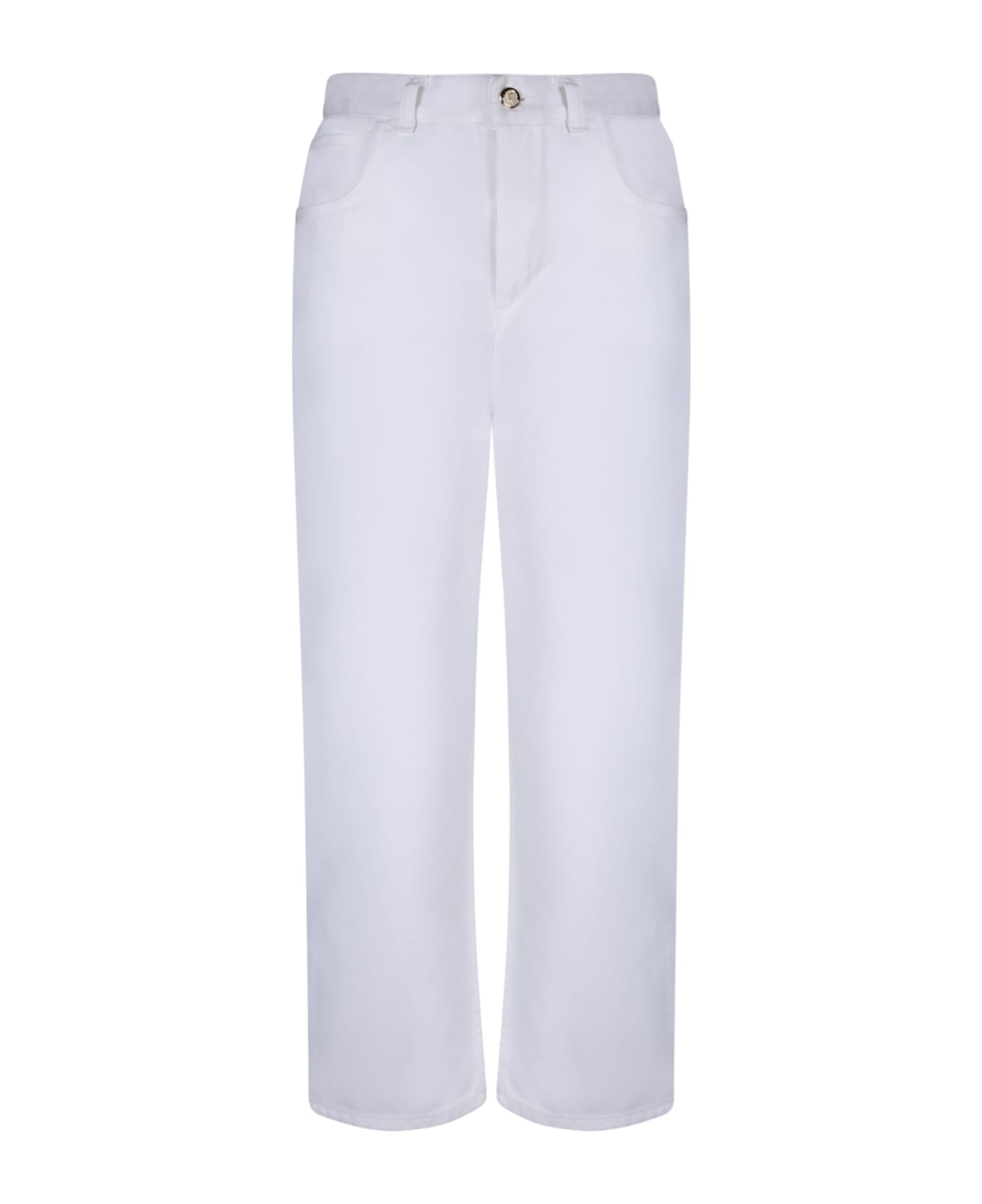 Moncler Logo Patch Straight Leg Trousers - White