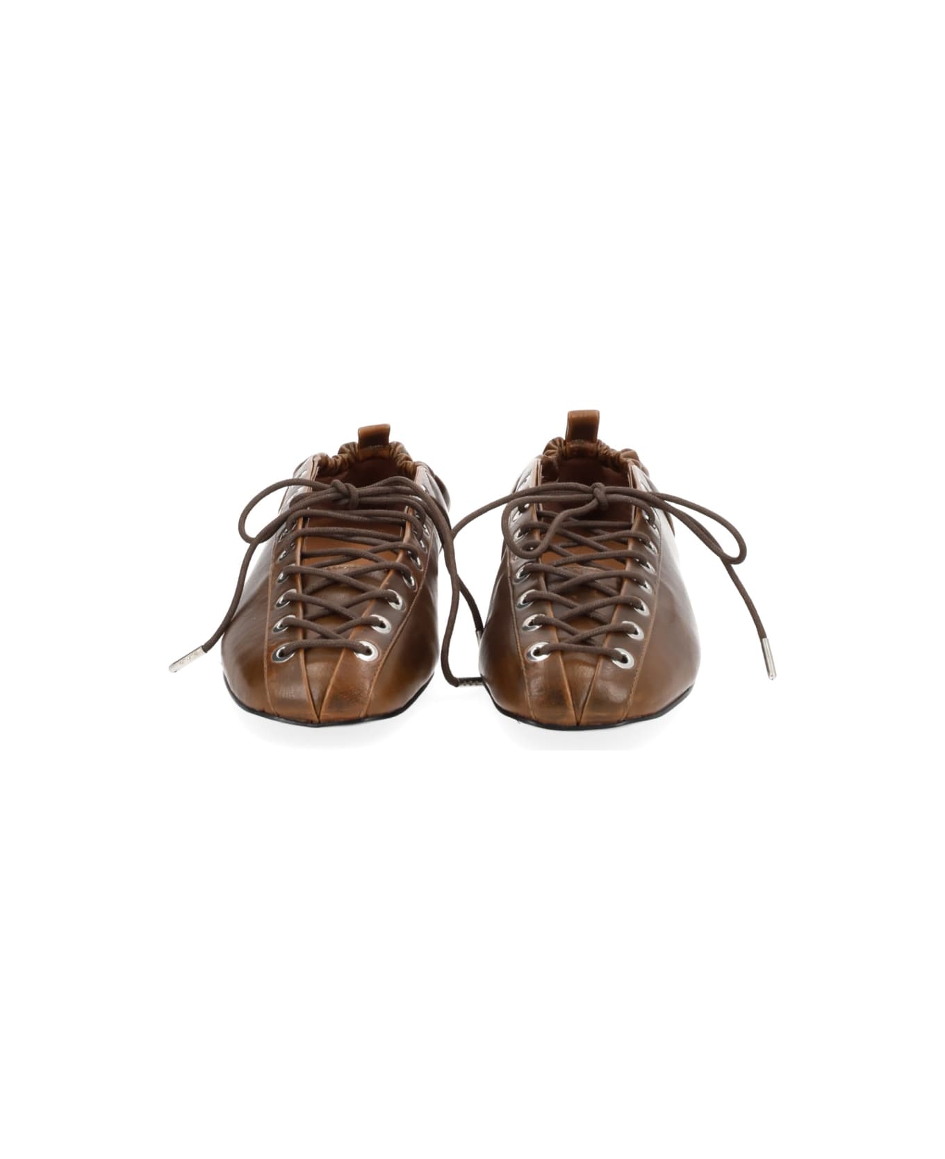 Ganni Ballerina With Laces - BROWN