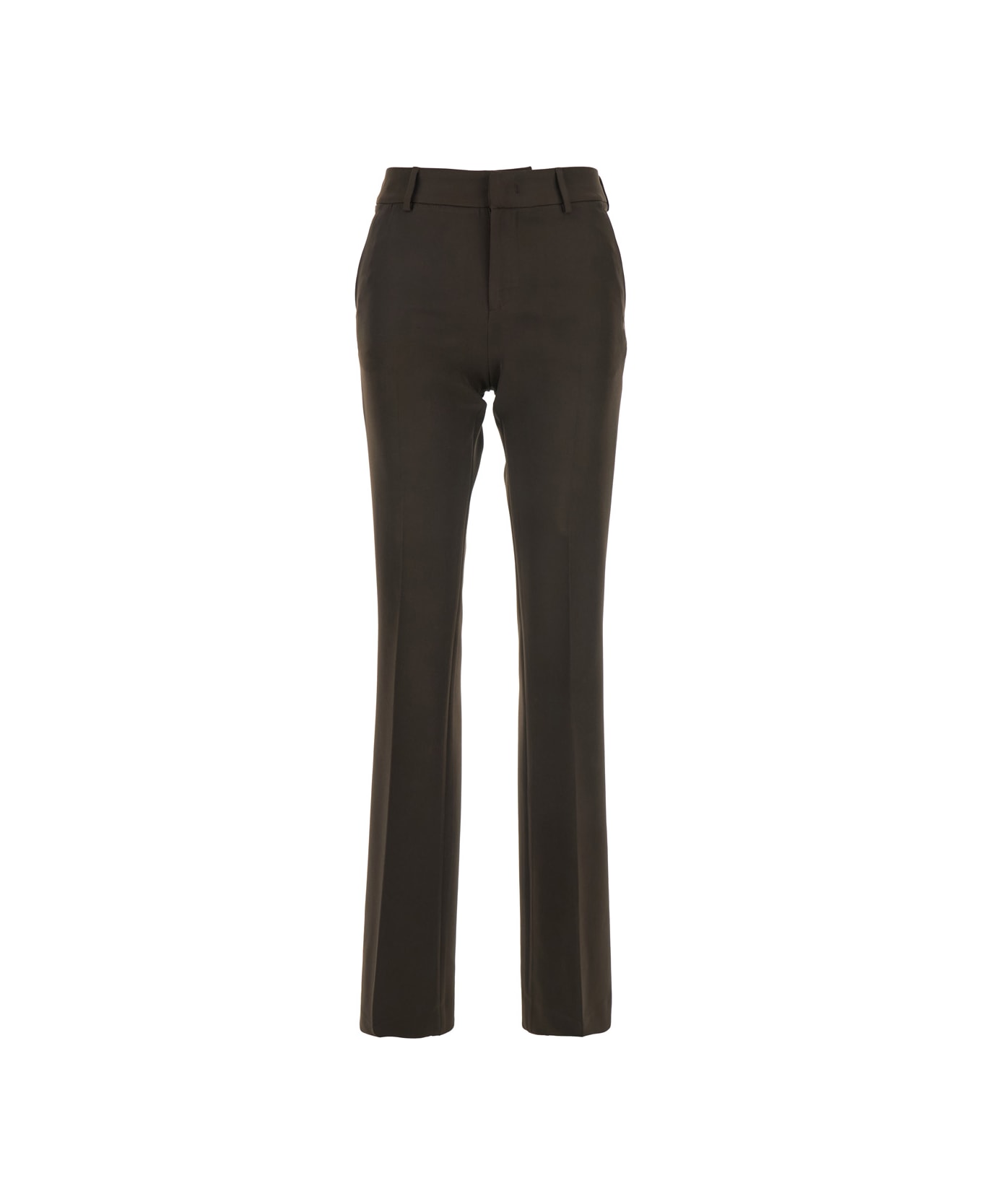 PT Torino Stretch Fluid Tricotine Flare Pants - Brown