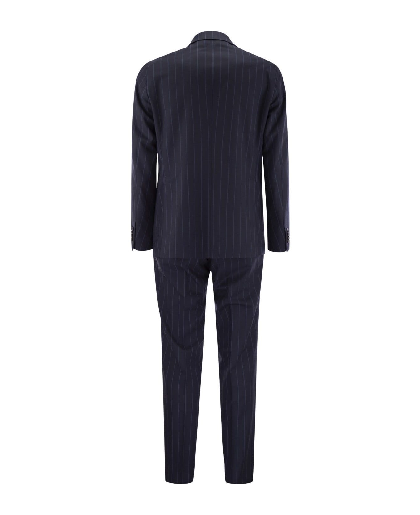 Tagliatore Pinstripe Suit In Wool And Silk - Blue