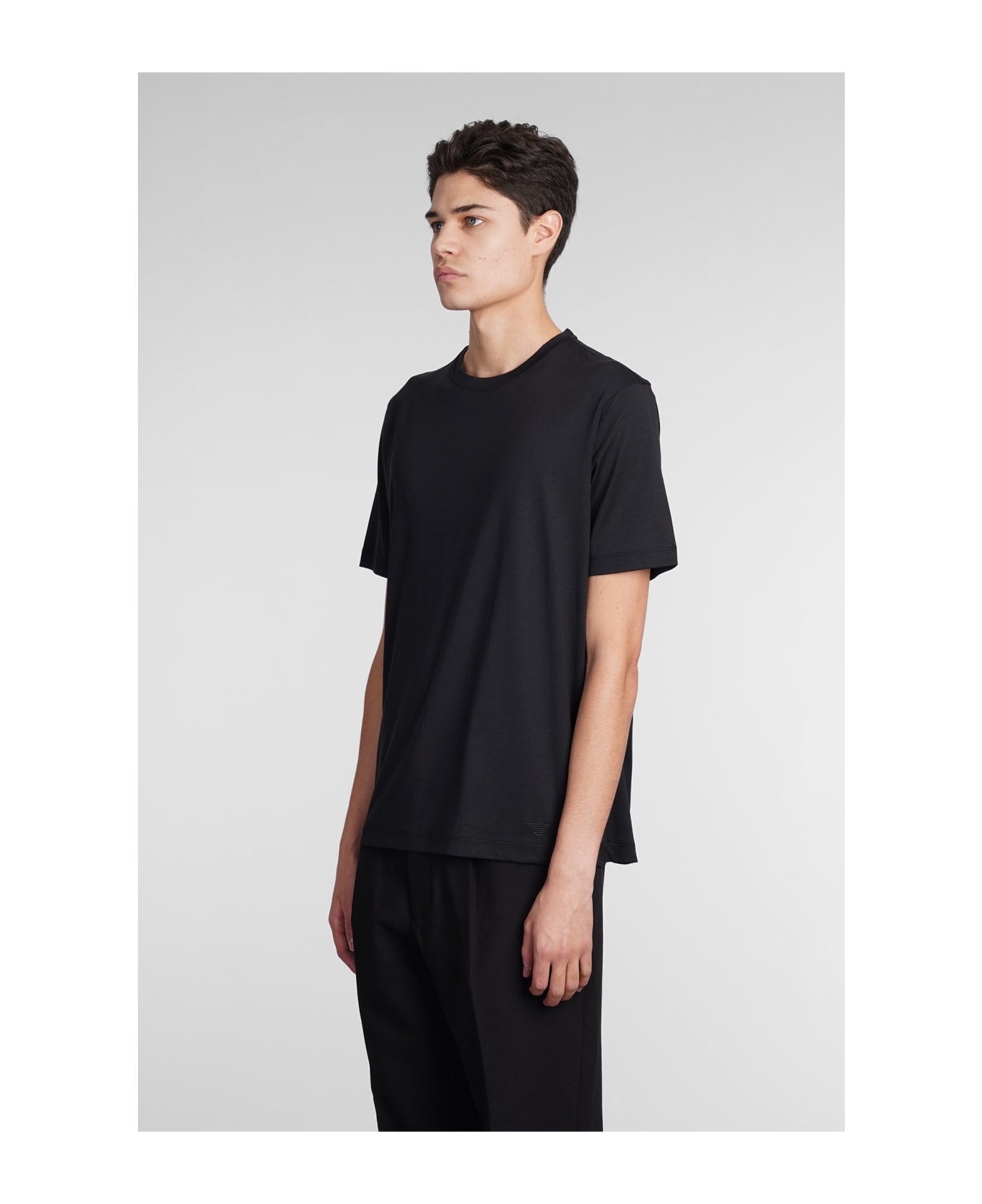 Emporio Armani T-shirt In Black Silk - black