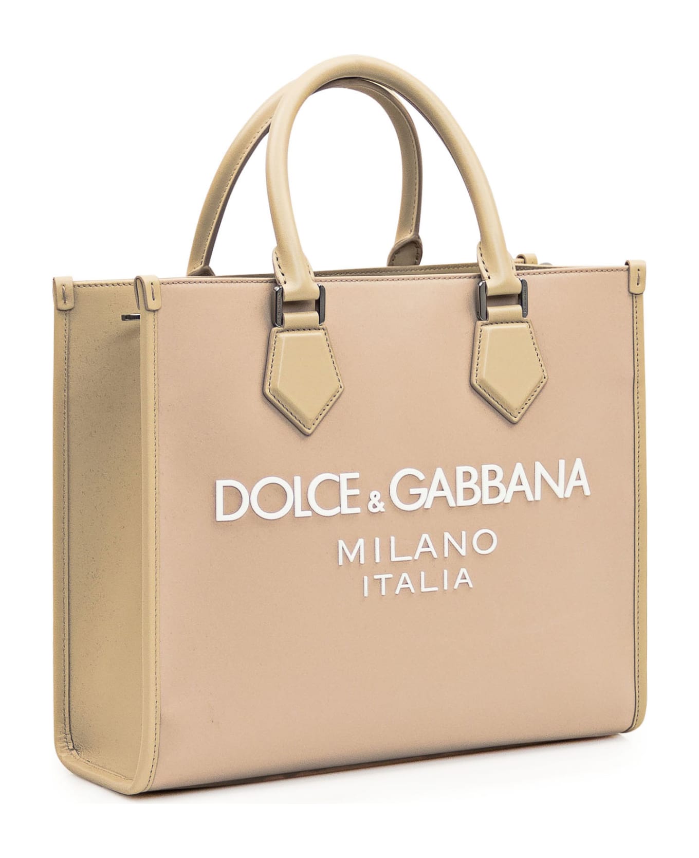 Dolce & Gabbana Shopping Bag With Logo - Desert/Beige トートバッグ