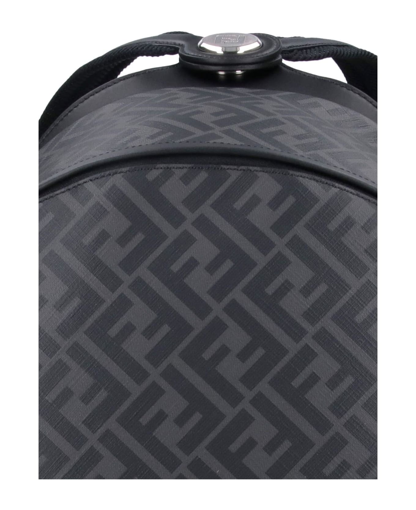 Fendi Medium Backpack With Nail Diagonal - Nero+sunflower+pall.