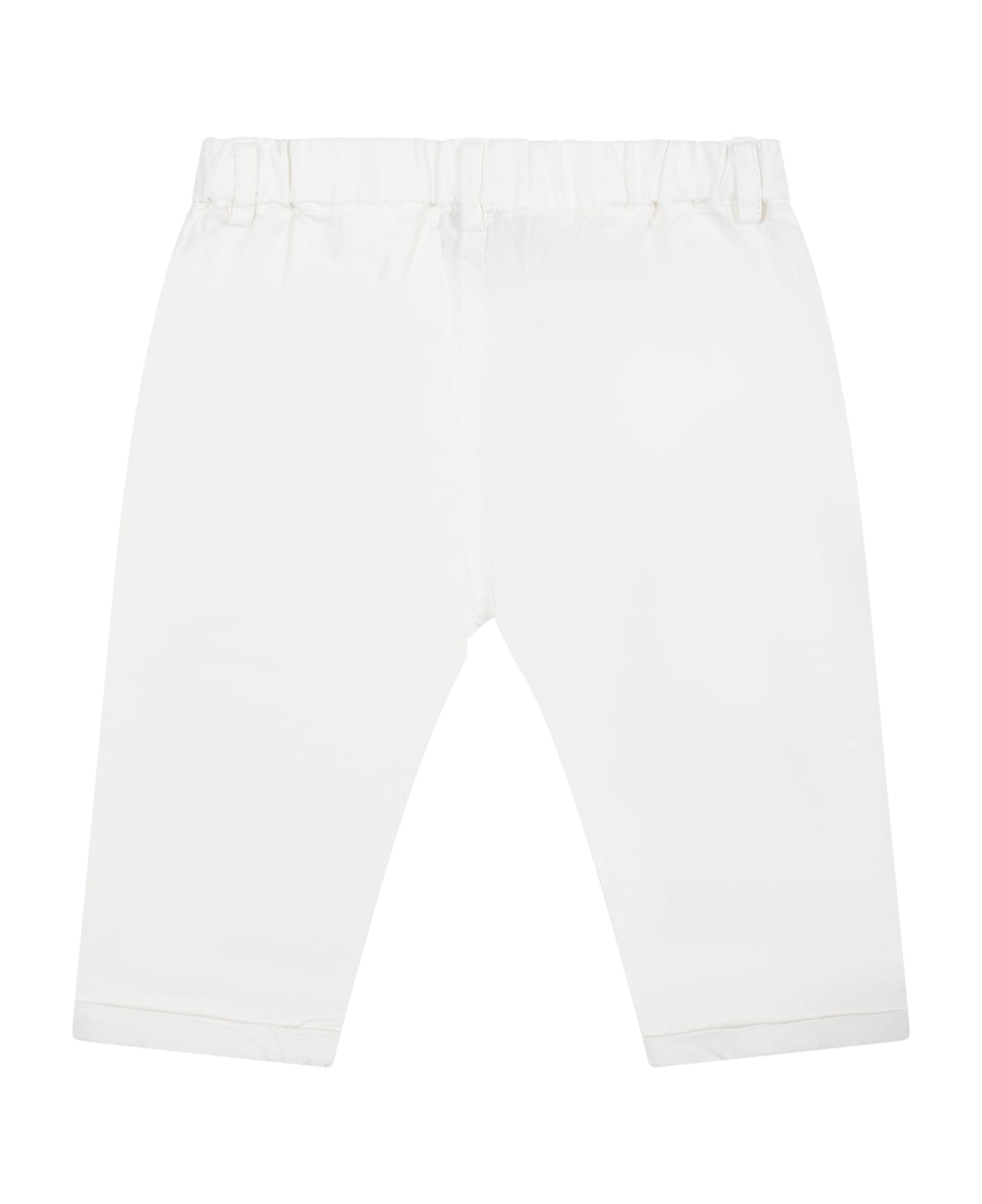 Moschino White Trousers For Baby Boy With Teddy Bear And Logo - White ボトムス