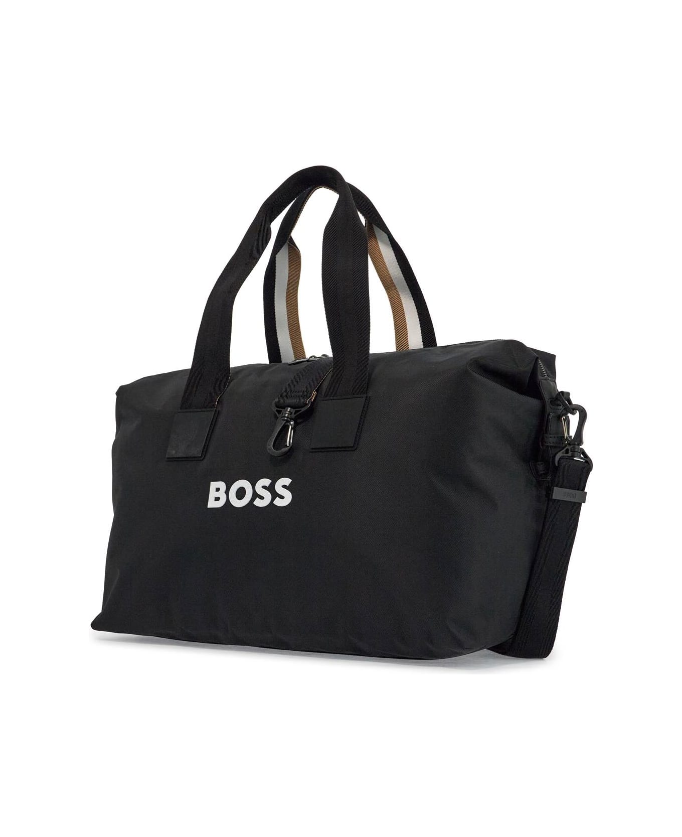 Hugo Boss Catch_3.0 Black Travel Bag With Adjustable Shoulder Strap - Black