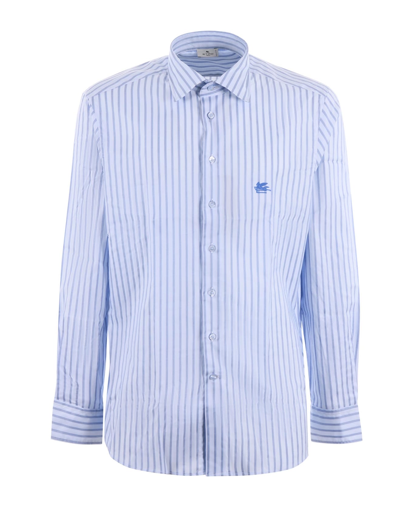 Etro White\/light Blue Striped Long Sleeved Shirt - Celeste