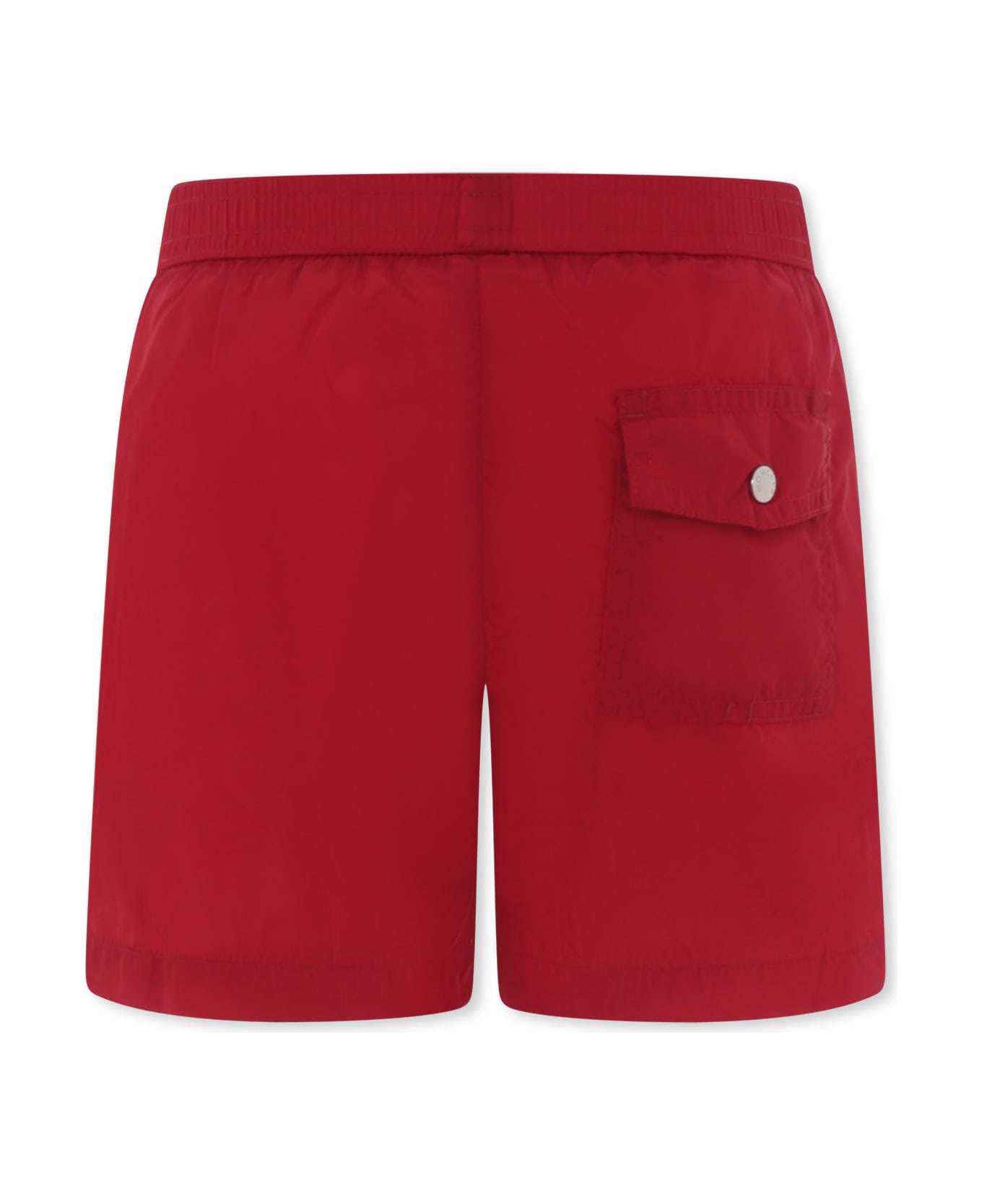 Moncler Red Swim Shorts For Boy With Logo - Red