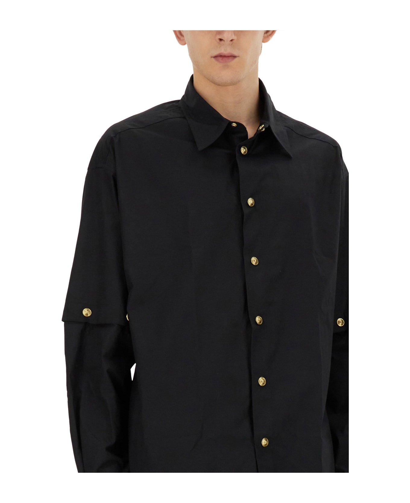Versace Jeans Couture Shirt With Logo Buttons - NERO
