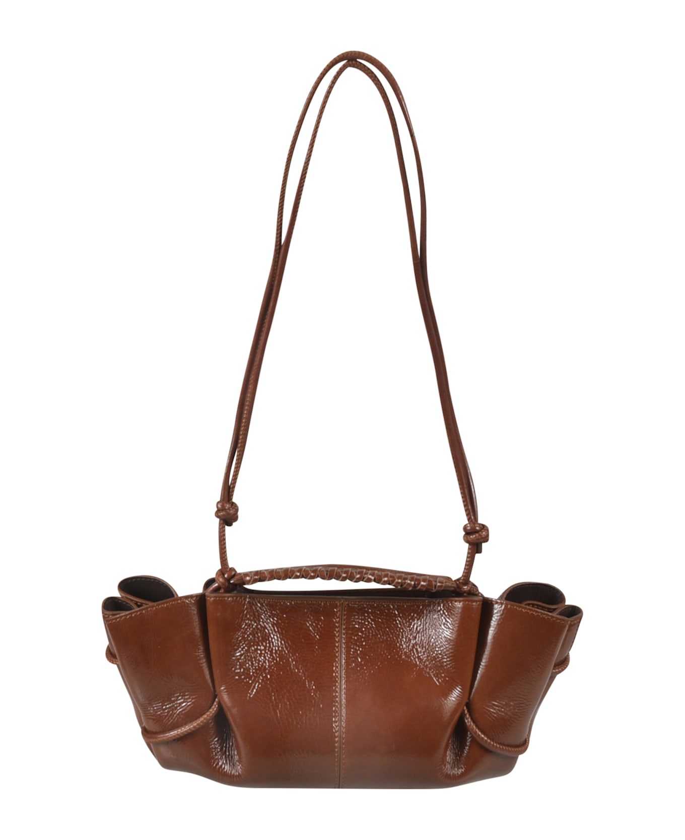 Hereu Arta Mini Crinkled Glossy Shoulder Bag - Cocoa