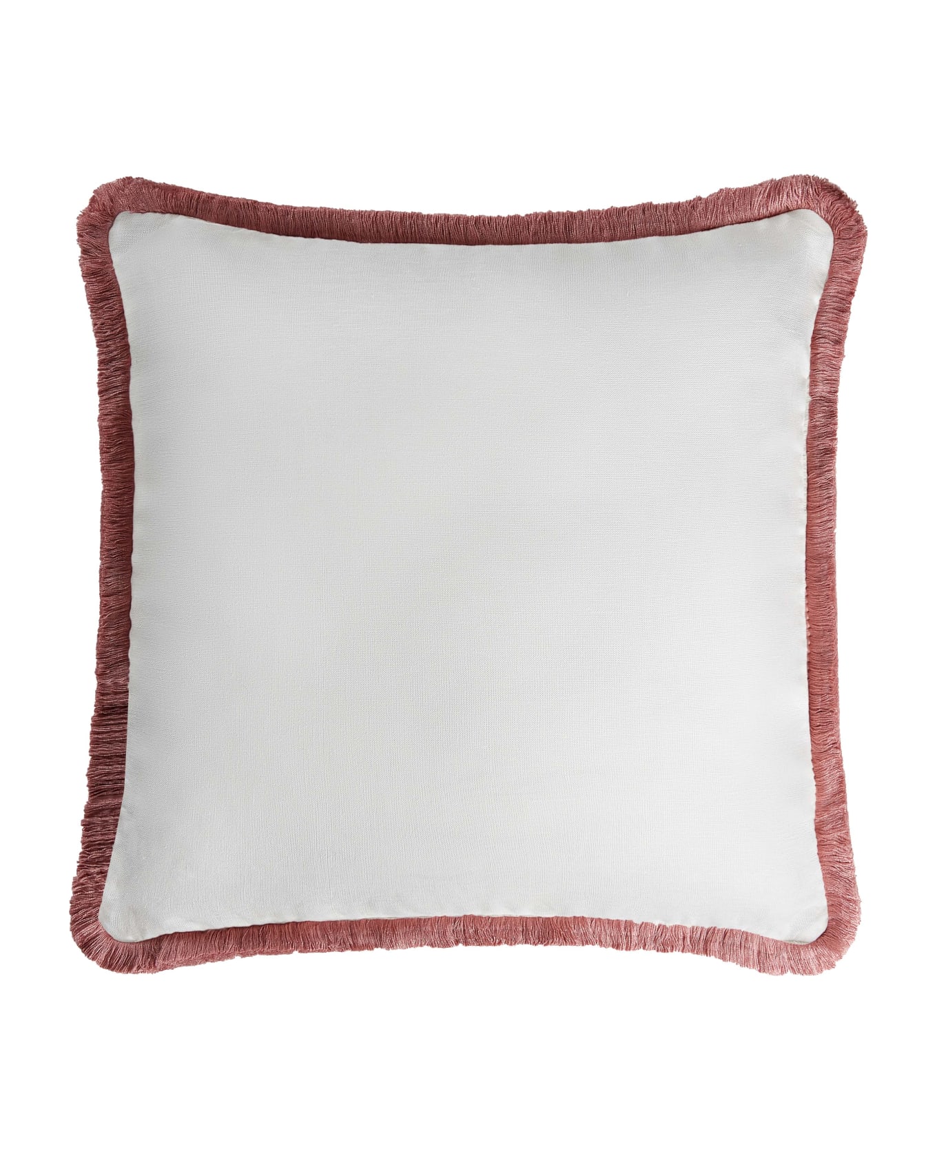 Lo Decor Happy Linen Pillow - White - Light Pink
