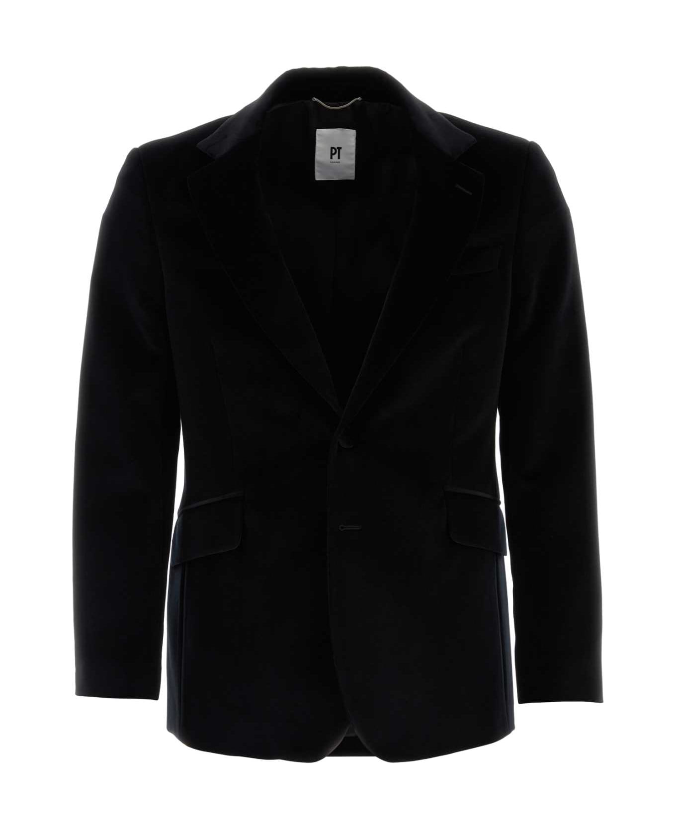 PT Torino Black Wool Blazer - 0990
