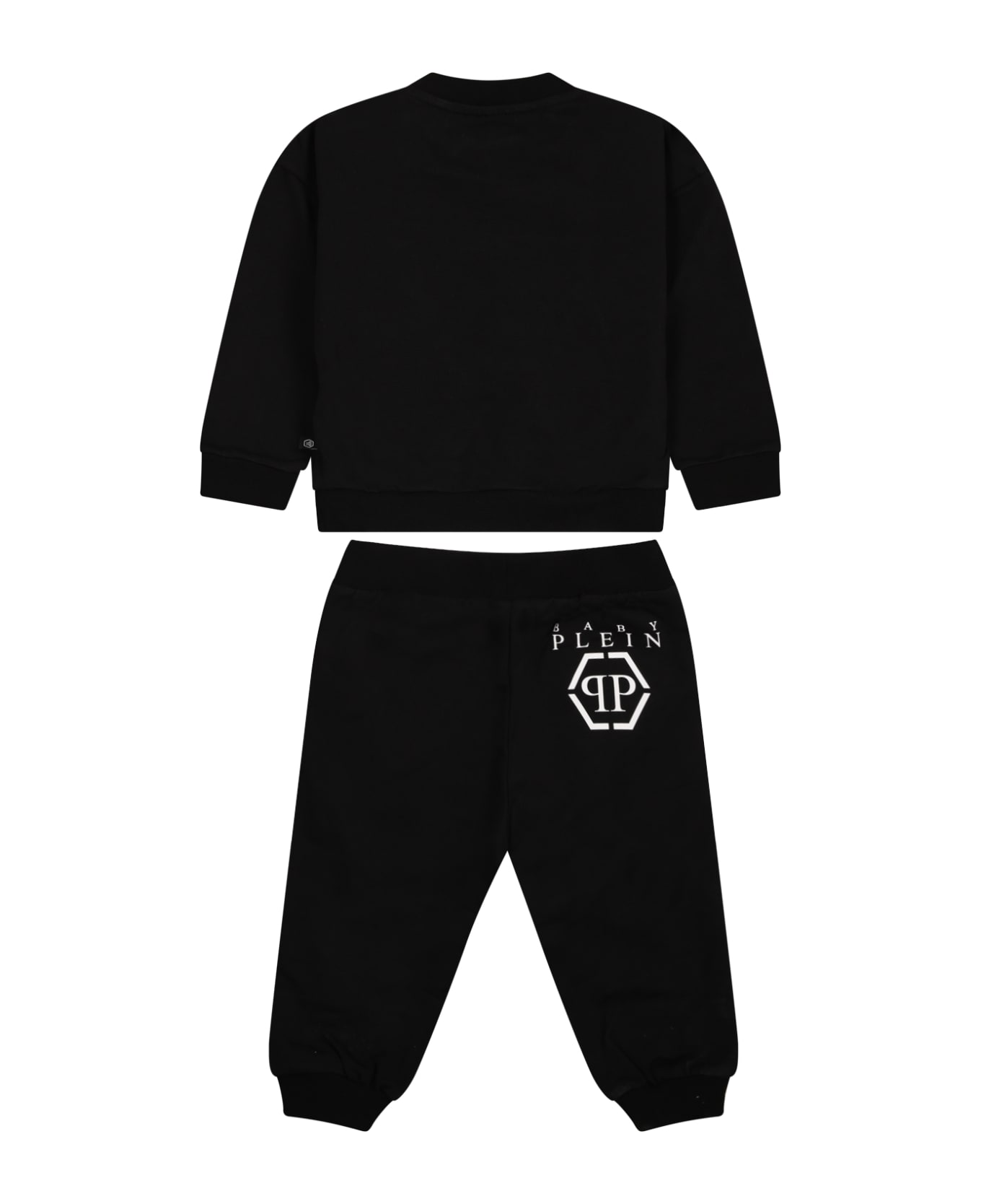 Philipp Plein Junior Black Suit For Baby Boy With Logo - Black
