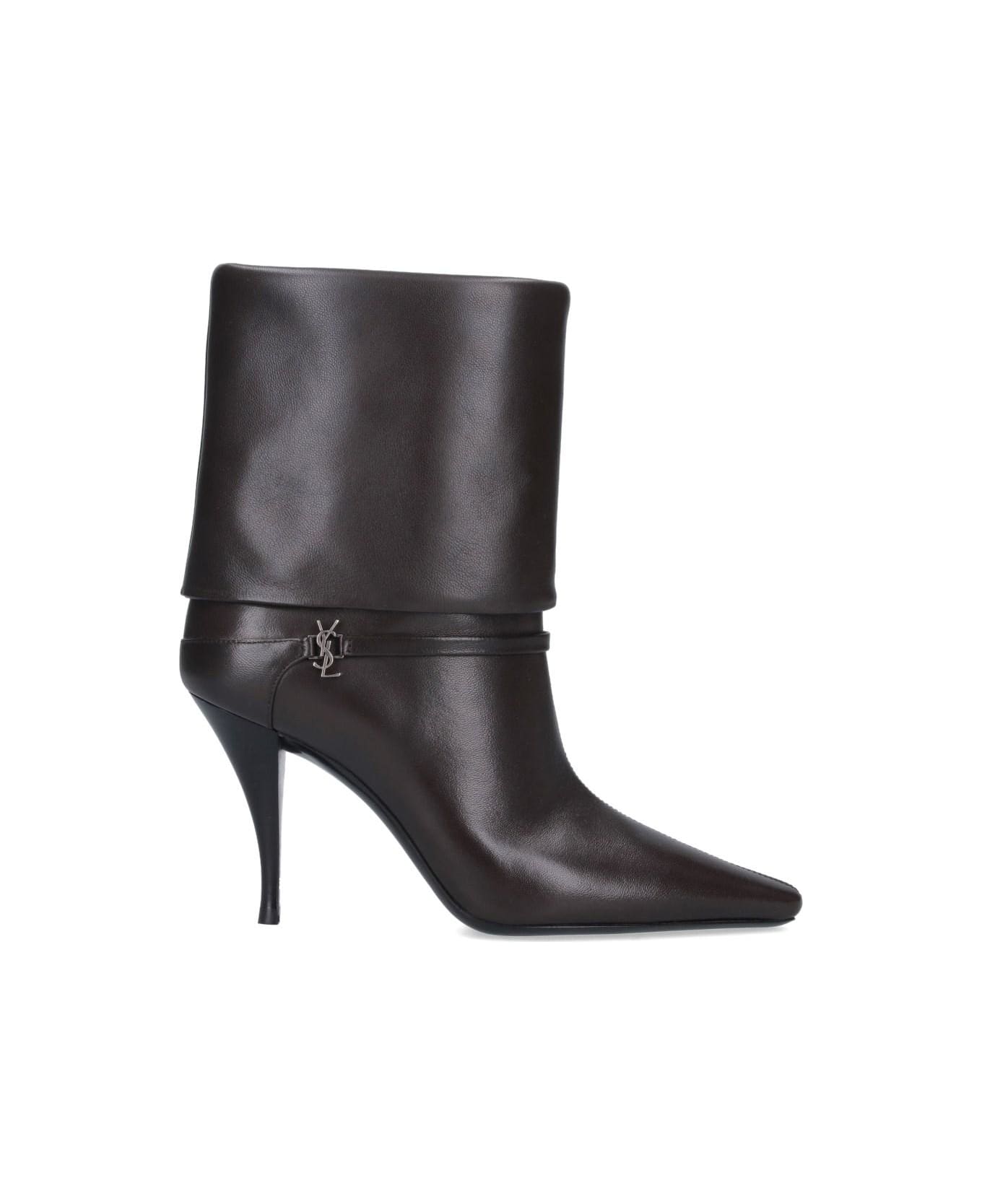 Saint Laurent 'vicky 90' Ankle Boots - Harris Eagle Brown