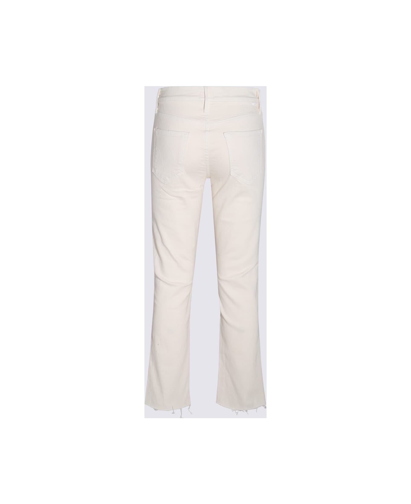 Mother Cream Denim Cropped The Raskal Ripped Ankle Jeans - White