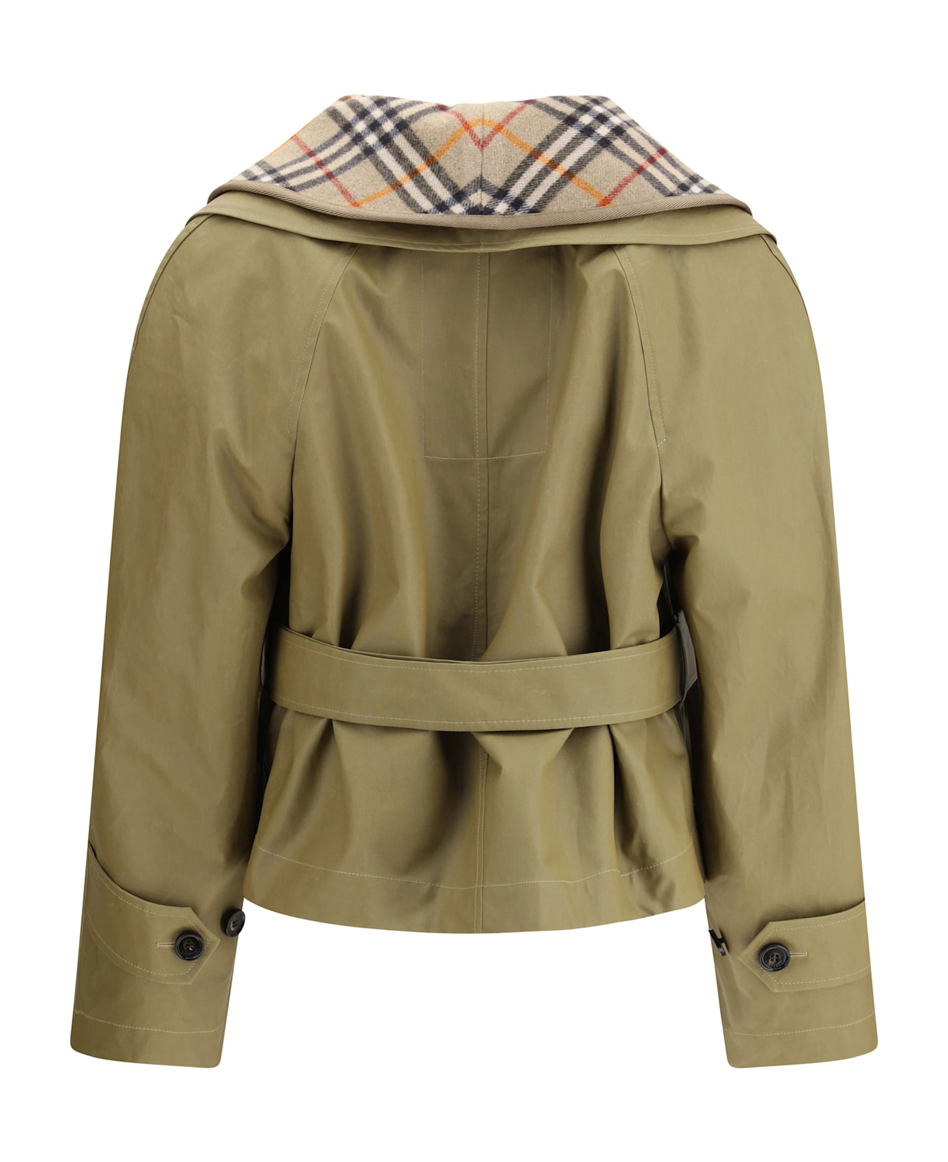 Burberry Cropped Cotton Jacket With Check Quilting