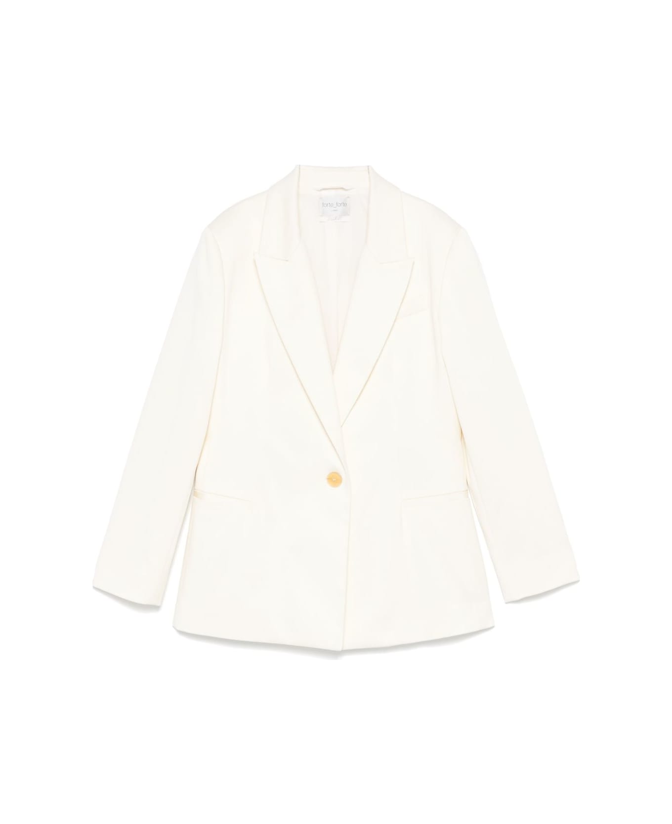 Forte_Forte Cotton Single-breasted Blazer Jacket - Ivory