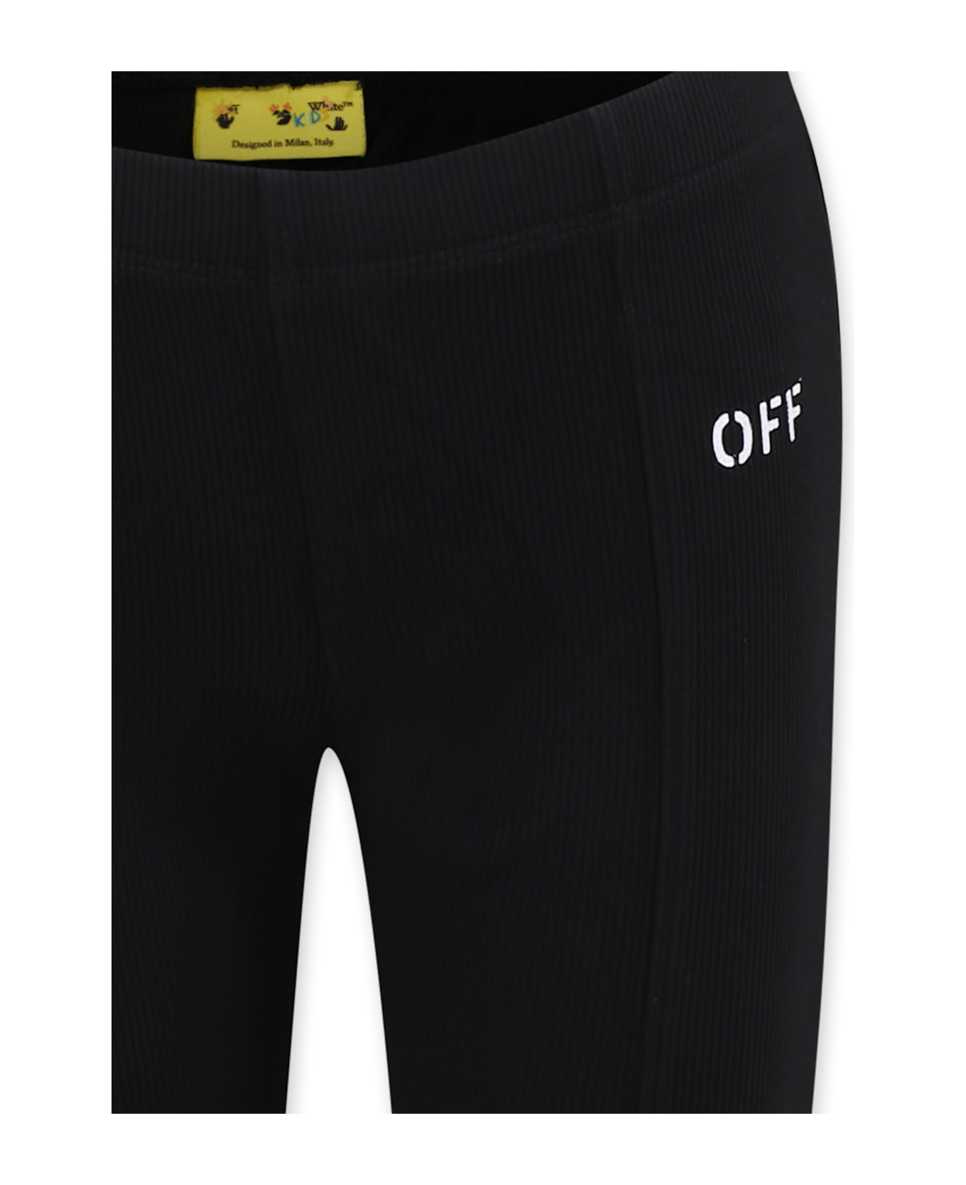 Off-White Black Leggings For Girl With Logo - Black