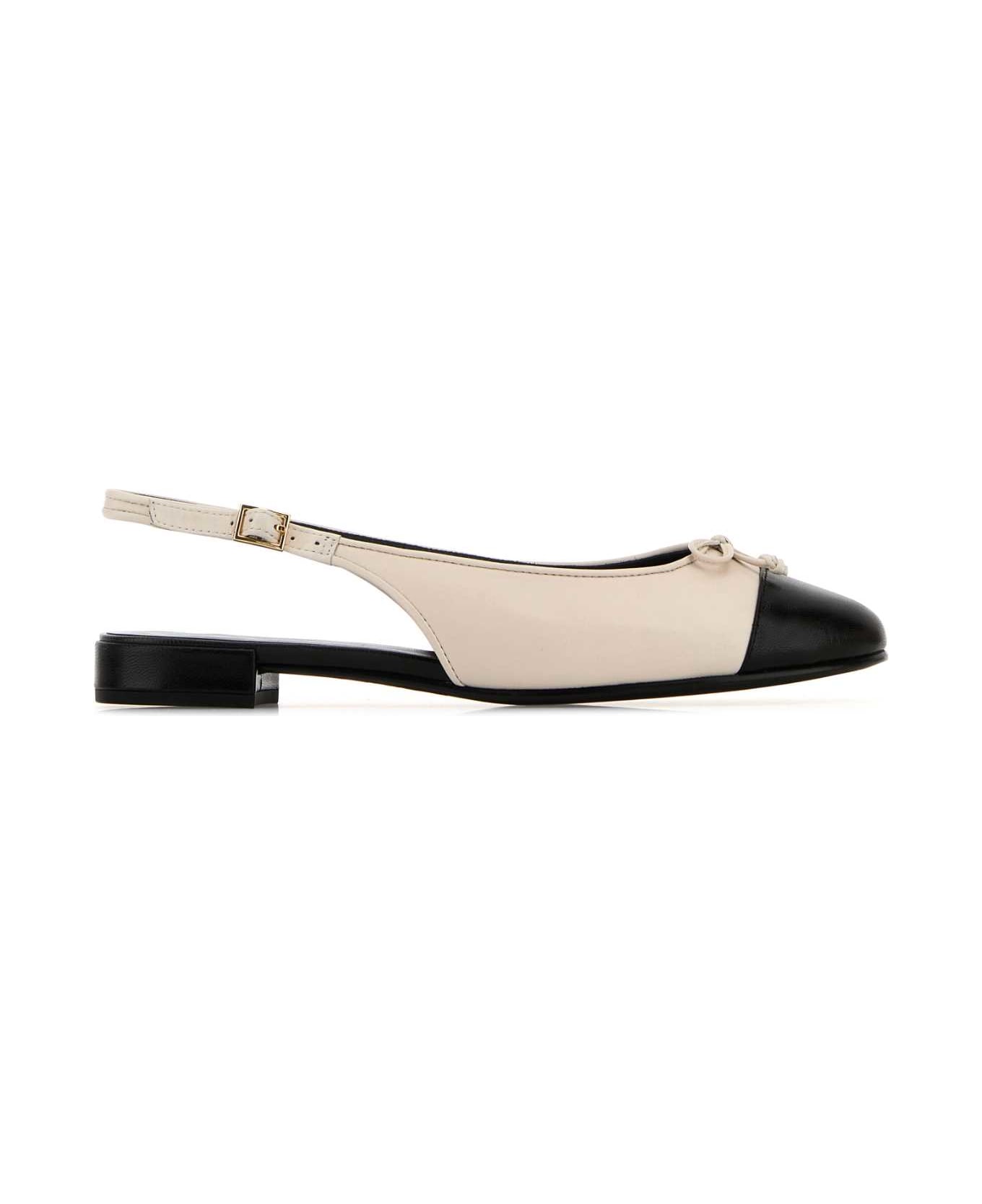 Tory Burch Ivory Leather Cap-toe Ballerinas - BEIEG