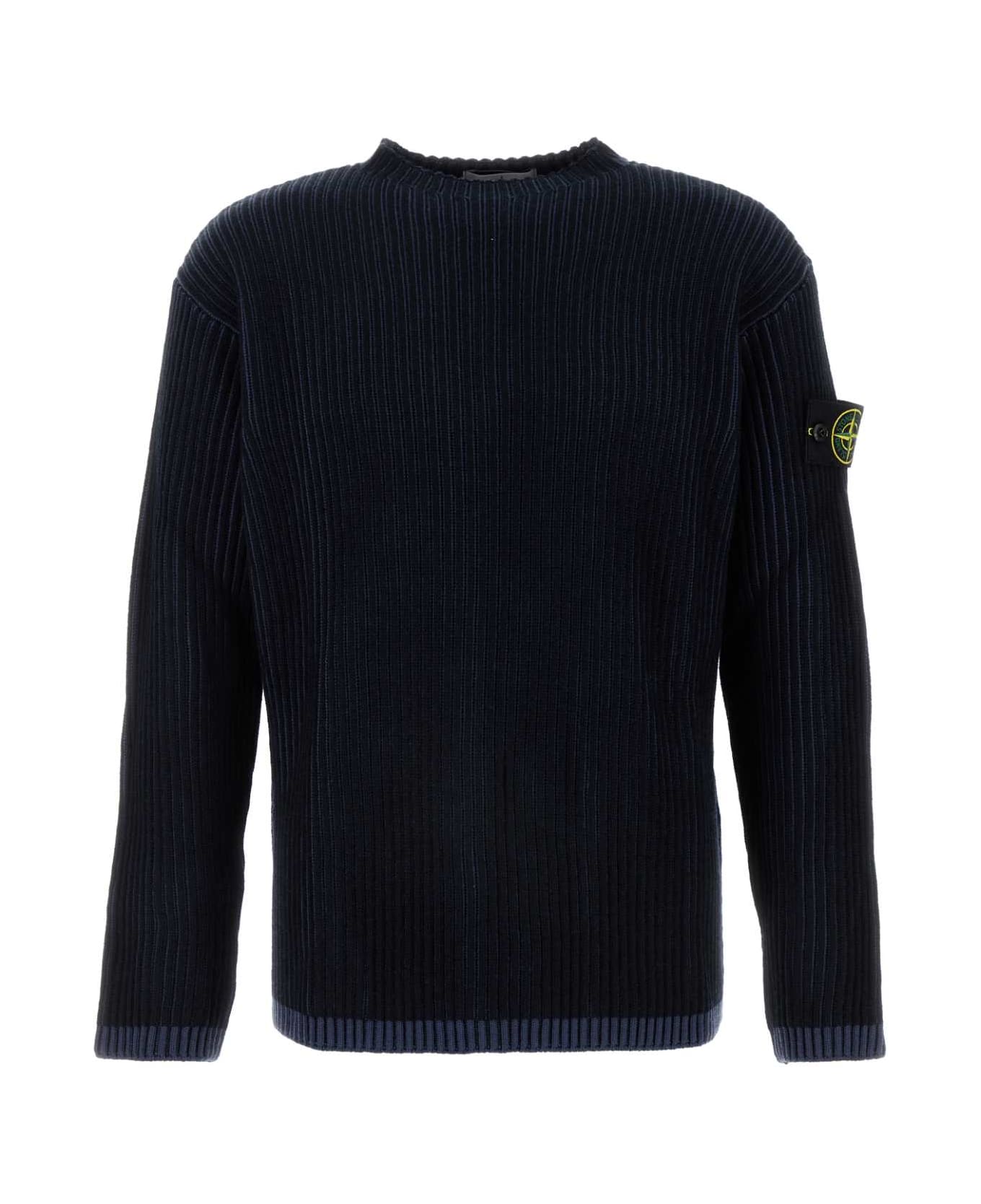 Stone Island Navy Blue Wool Sweater - NAVYBLUE