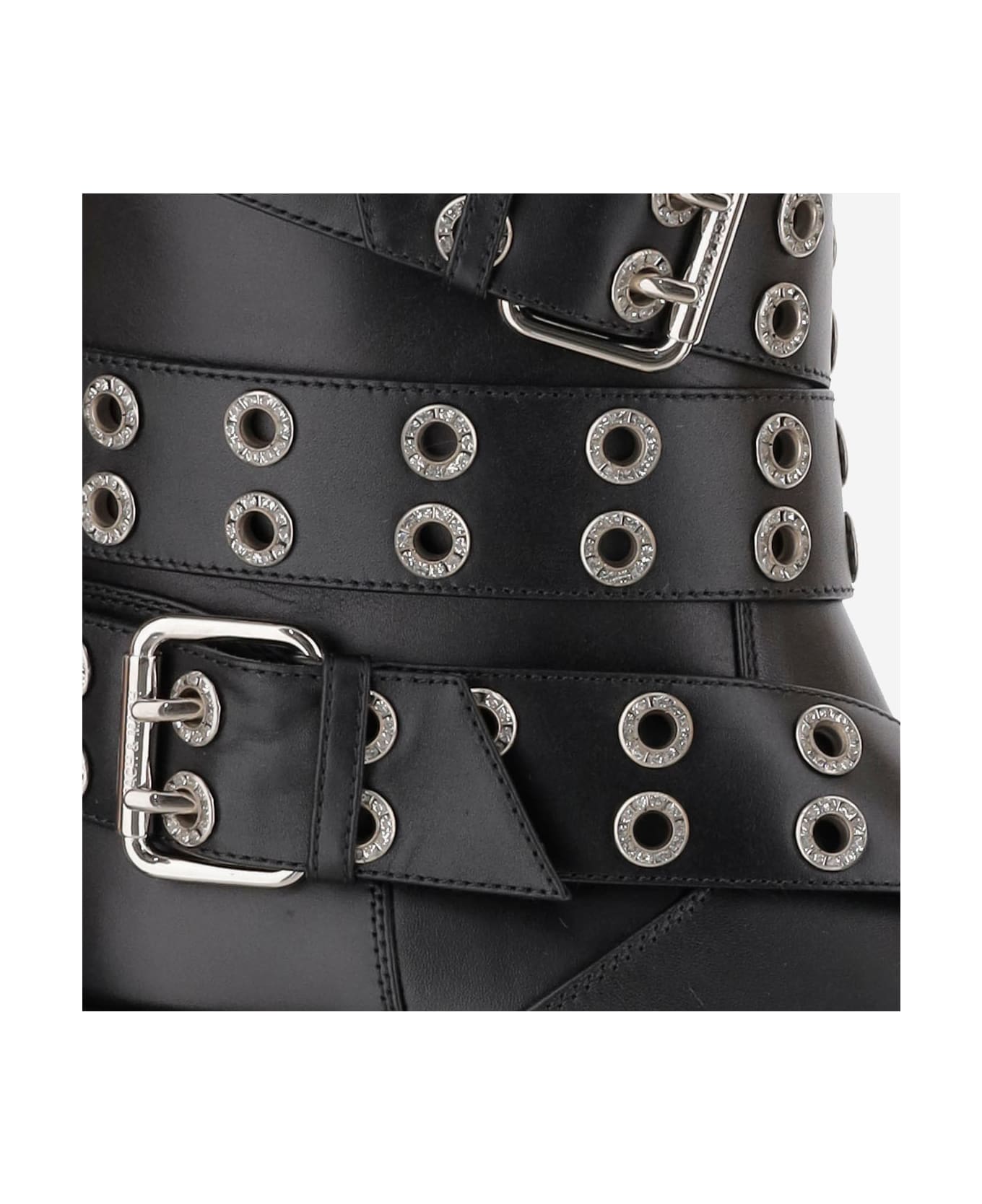 Mach 
Mach Leather Combat Boots With Straps And Eyelets - Black