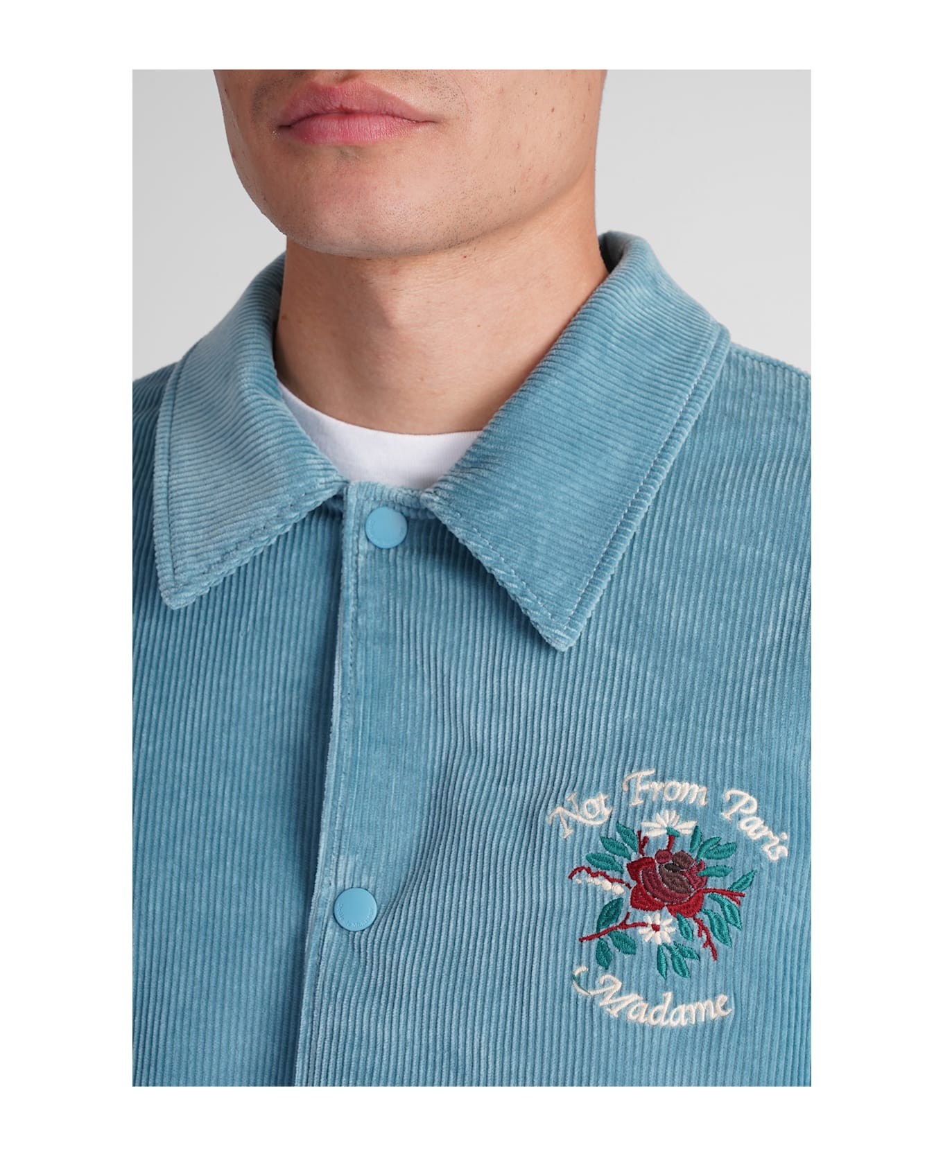 Drôle de Monsieur Casual Jacket In Cyan Cotton - cyan