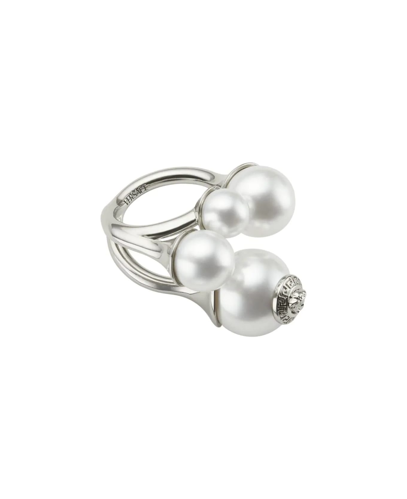 Versace Ring Metal With Pearl - Palladium White