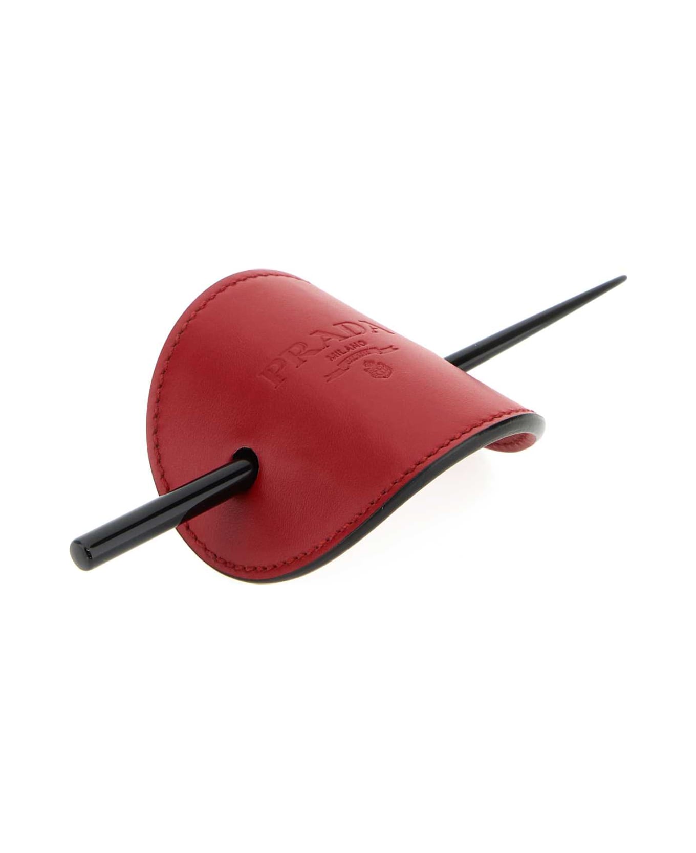 Prada Red Leather Hair Clip - FUOCO