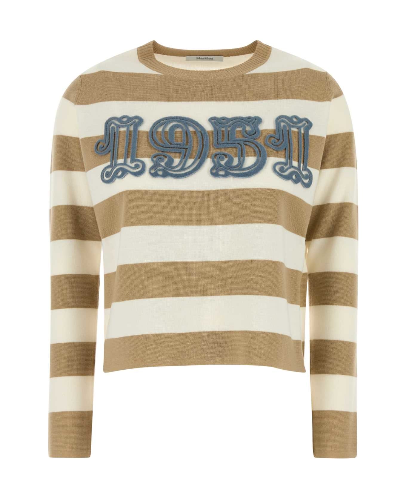 Max Mara Embroidered Wool Viterbo Sweater - SABBIA