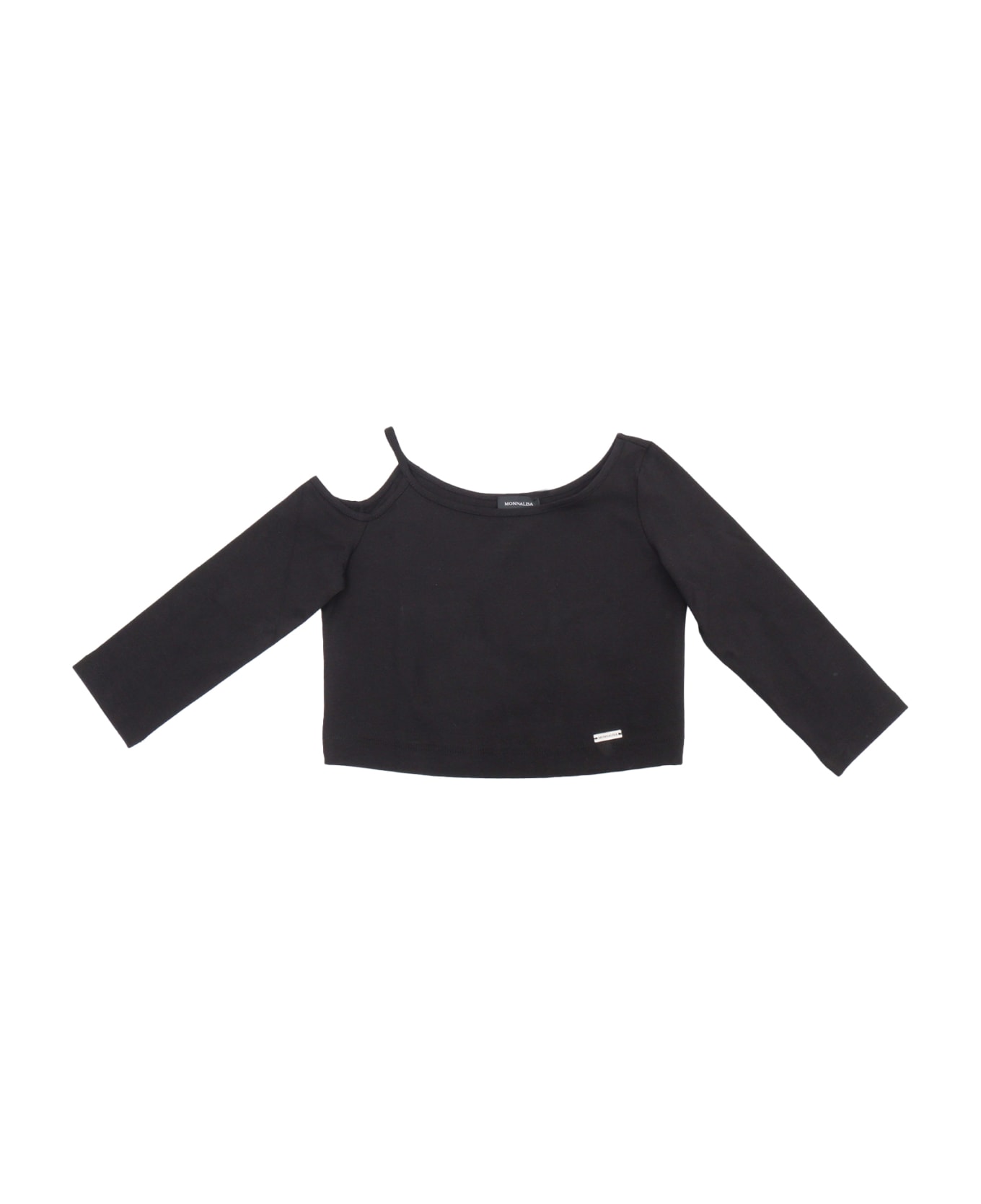 Monnalisa Long Sleeved Top For Girls - BLACK Tシャツ＆ポロシャツ