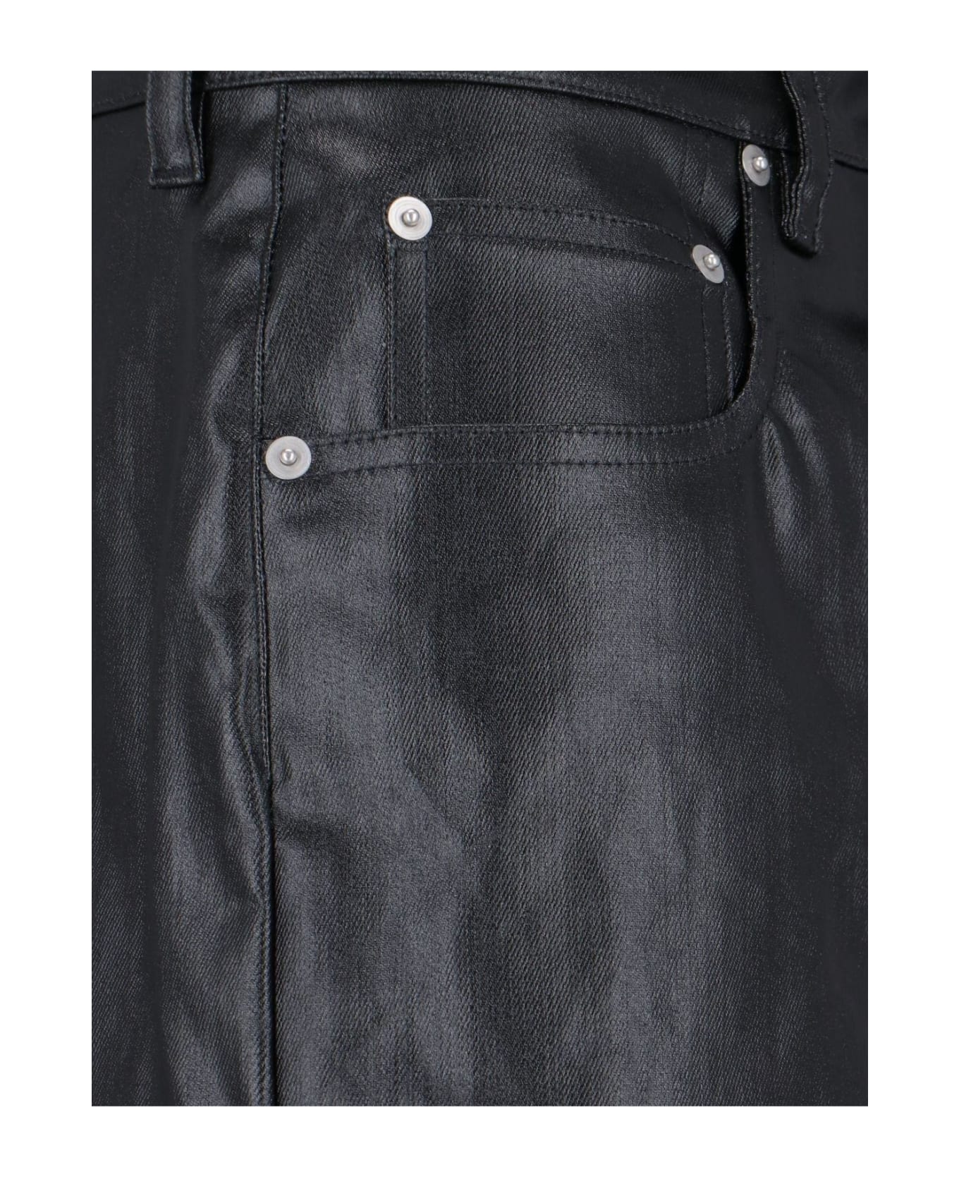 Rick Owens Geth Button Detailed Wide Leg Jeans - BLACK