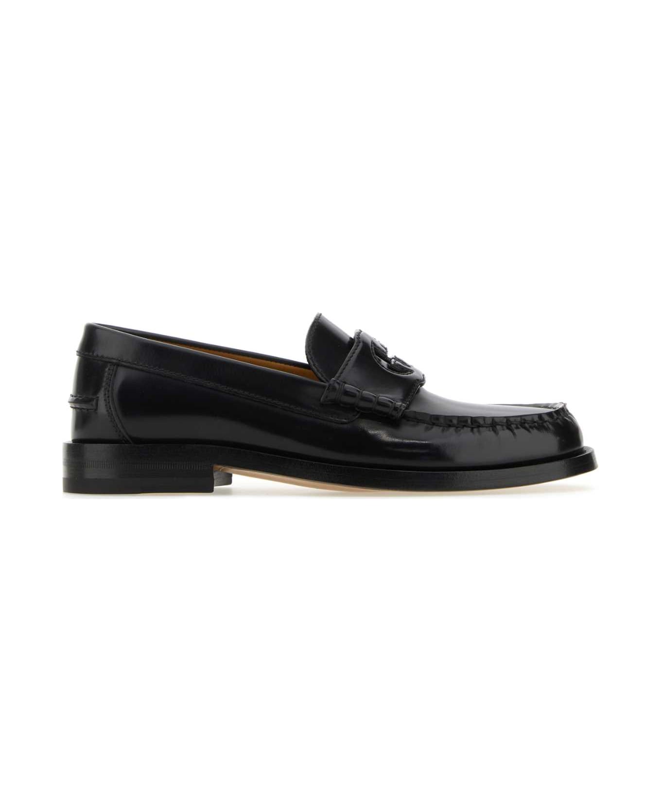 Gucci Black Leather Loafers - Black フラットシューズ