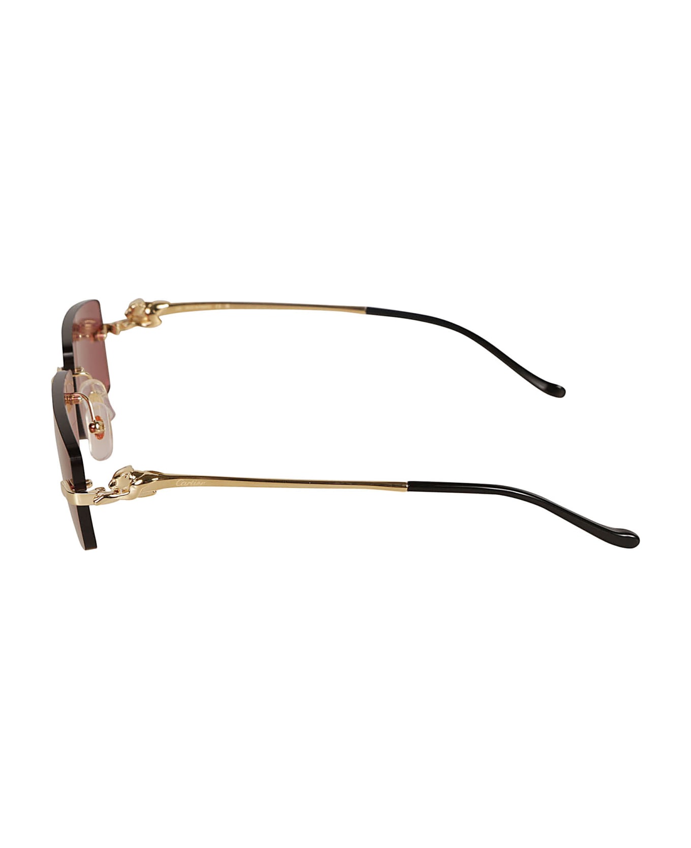 Cartier Eyewear Rectangular Long Sunglasses Sunglasses - Gold/Red サングラス