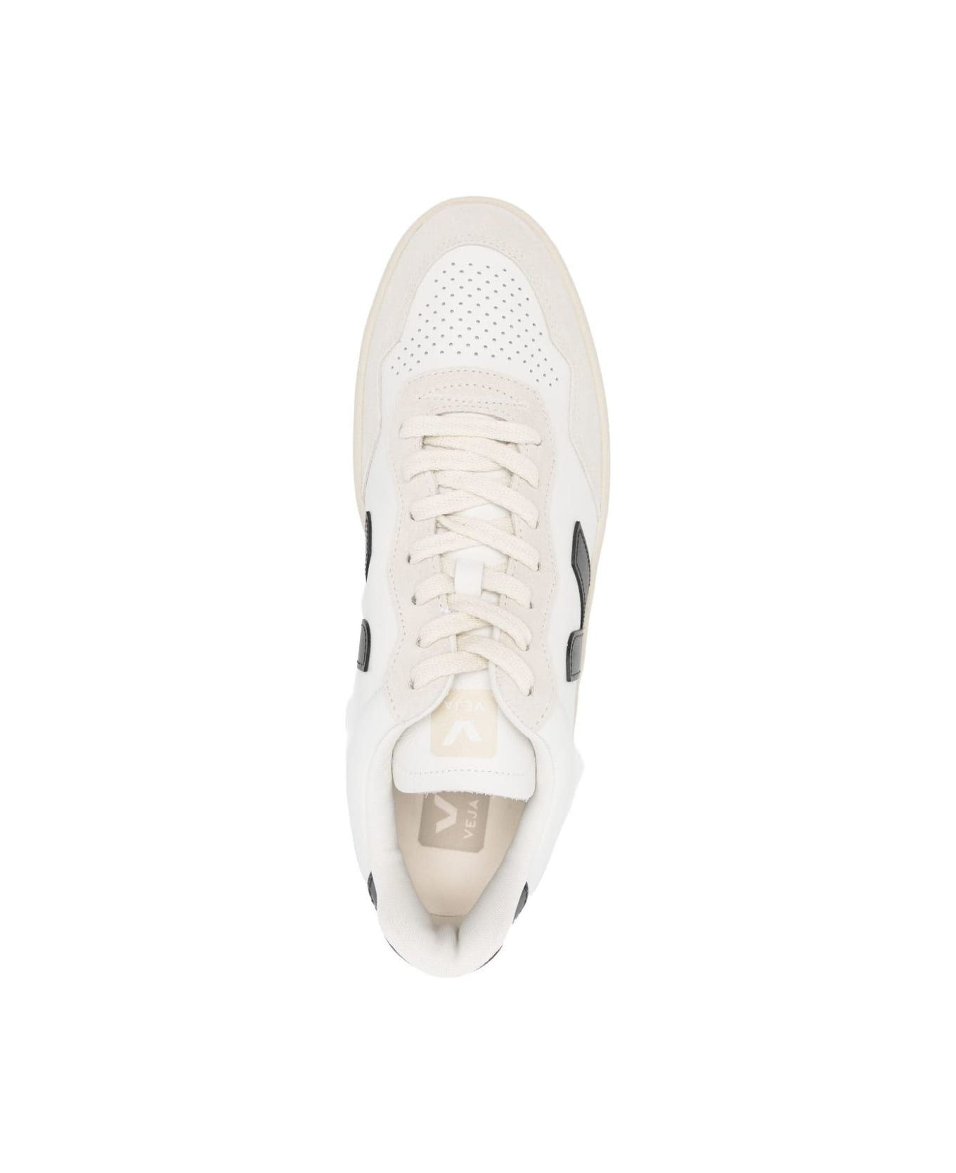 Veja V-90 Sneakers In Black And White Leather - White